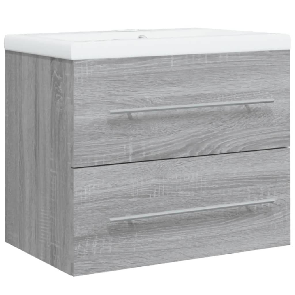 vidaXL Waschbeckenunterschrank Waschbeckenschrank mit Einbaubecken Grau Sonoma Holzwerkstoff (1-St)
