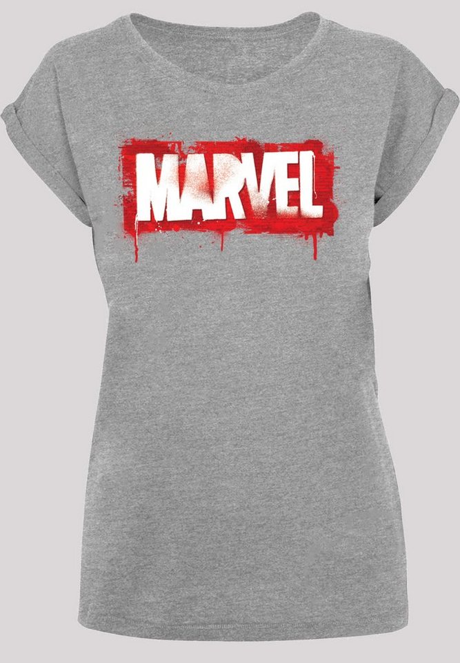 F4NT4STIC Kurzarmshirt Damen Marvel Spray Logo with Ladies Extended  Shoulder Tee (1-tlg), Stylisches T-Shirt aus angenehmer Baumwollmischung