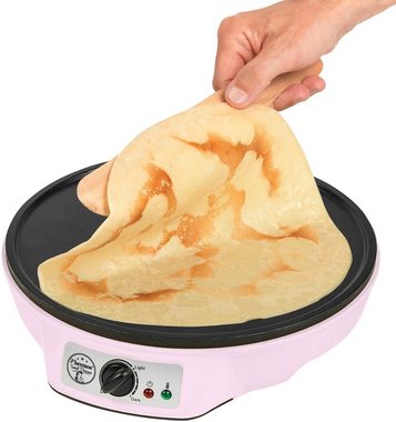 bestron Crêpesmaker ASW602P im Retro Design, 1000 W, Ø 30 cm, inkl. Teigverteiler & Crêpes-Wender, mit Antihaftbeschichtung