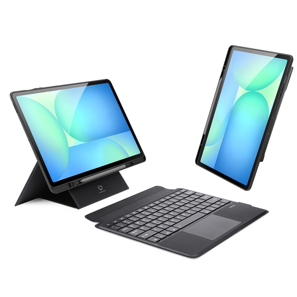 Dux Ducis Tastaturhülle Schutzhülle Funktastatur Tablet-Tastatur (Tastaturbeleuchtung, Touchpad, Stifthalter, 4 Positionen)