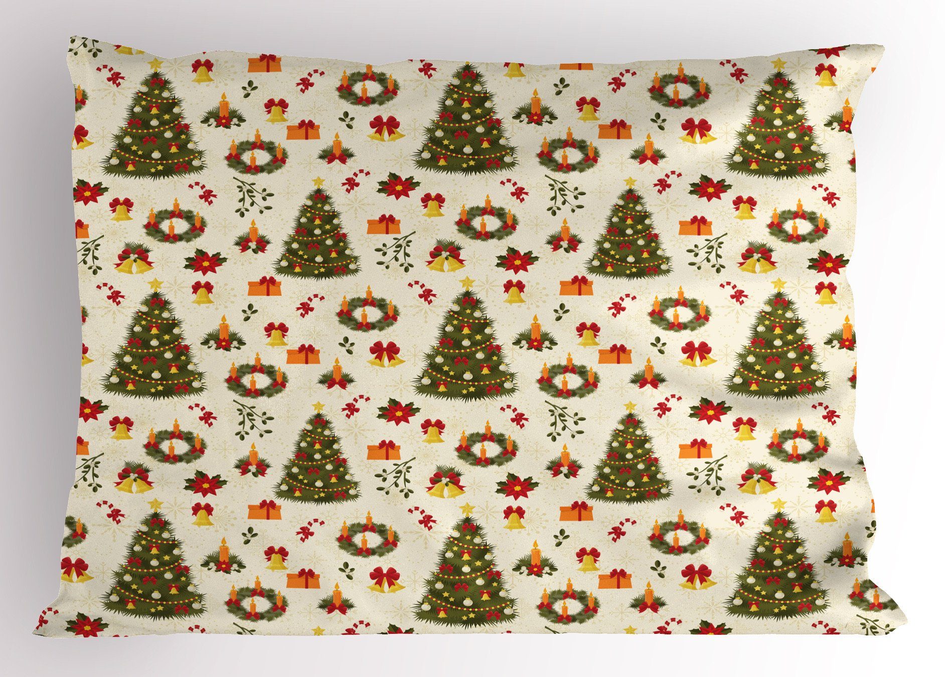 Kissenbezüge Dekorativer Standard King Size Gedruckter Kissenbezug, Abakuhaus (1 Stück), Weihnachten Cartoon Bäume Glocken