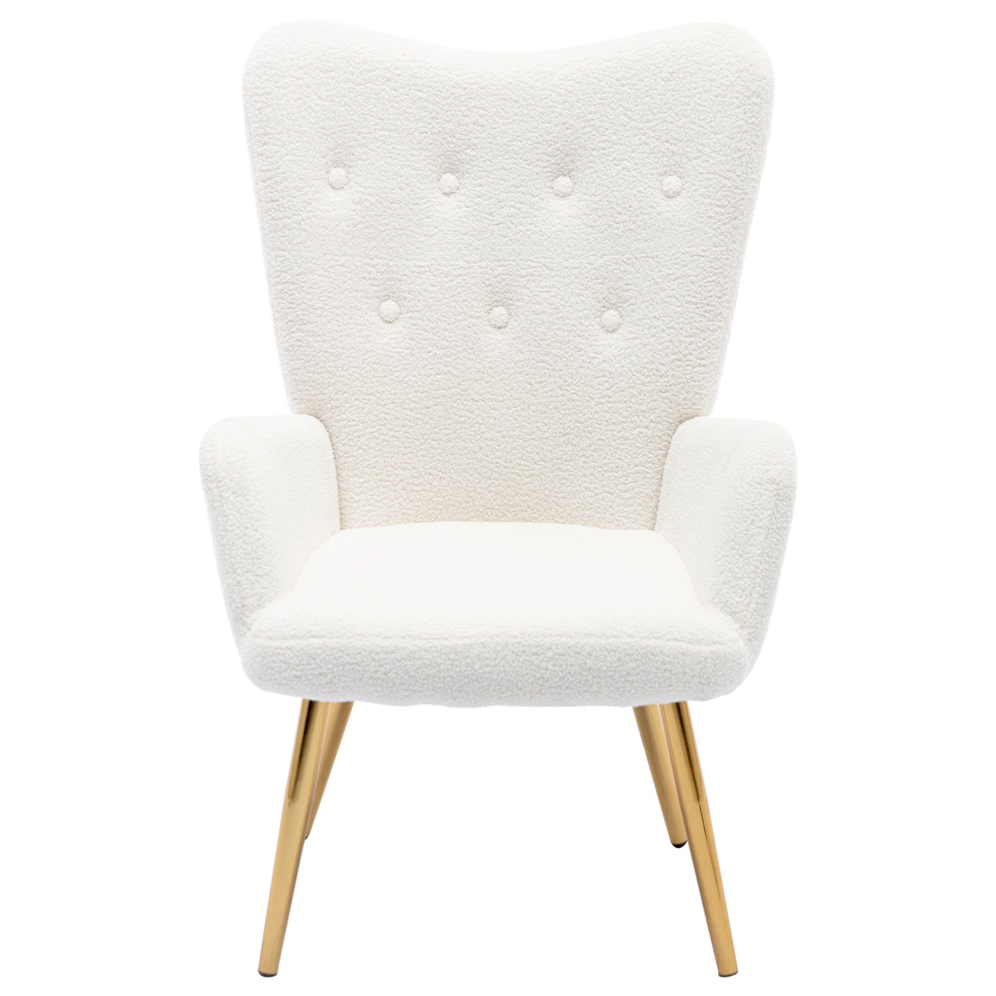 Ohrensessel, Polstersessel mit Hocker Fernsehsessel, Teddy-Fleece