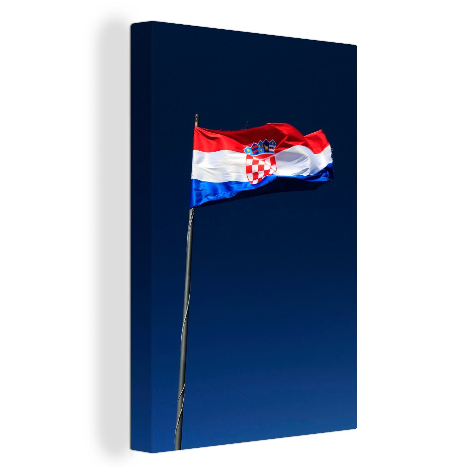 OneMillionCanvasses® Leinwandbild Die kroatische Nationalflagge, (1 St), Leinwandbild fertig bespannt inkl. Zackenaufhänger, Gemälde, 20x30 cm