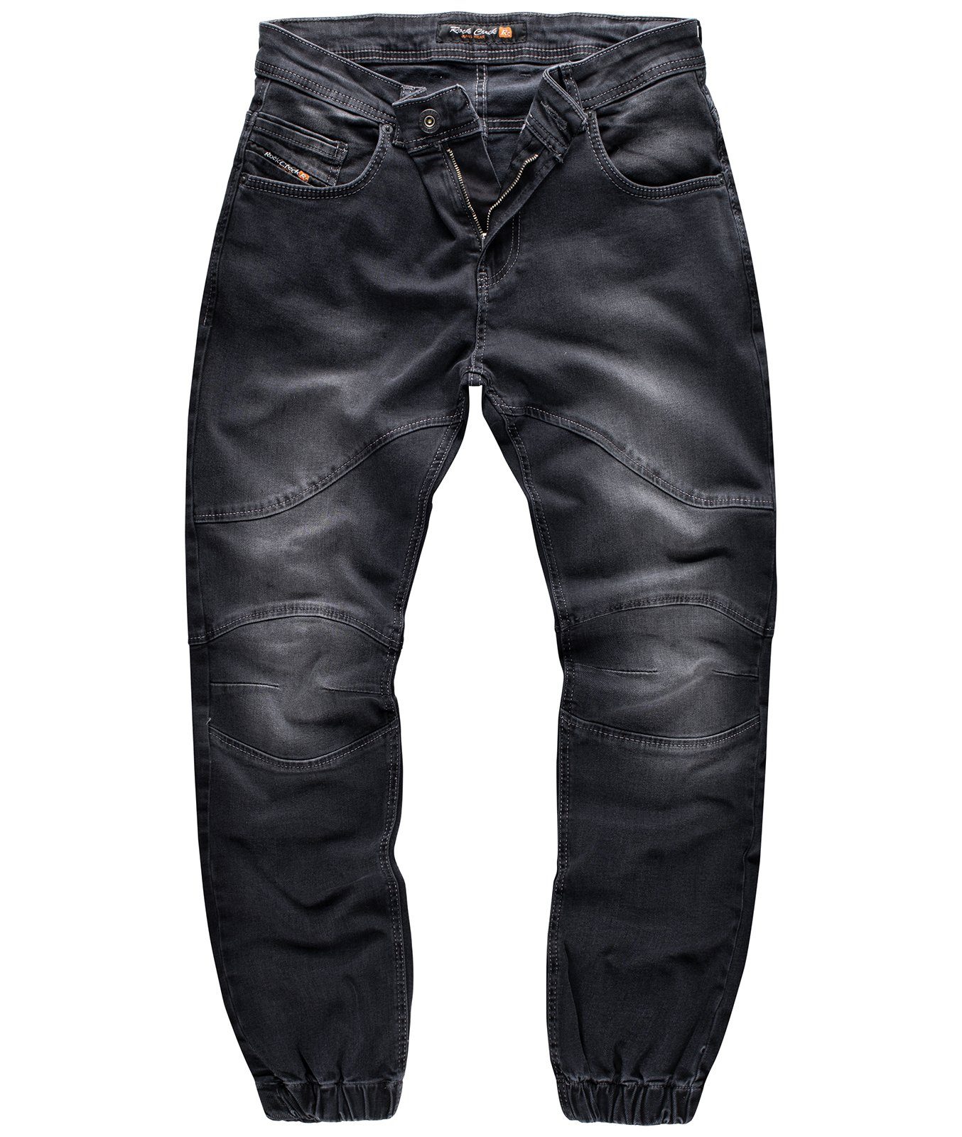 Jeans RC-2188 Jogger-Style Herren Rock Creek Tapered-fit-Jeans Dunkelgrau
