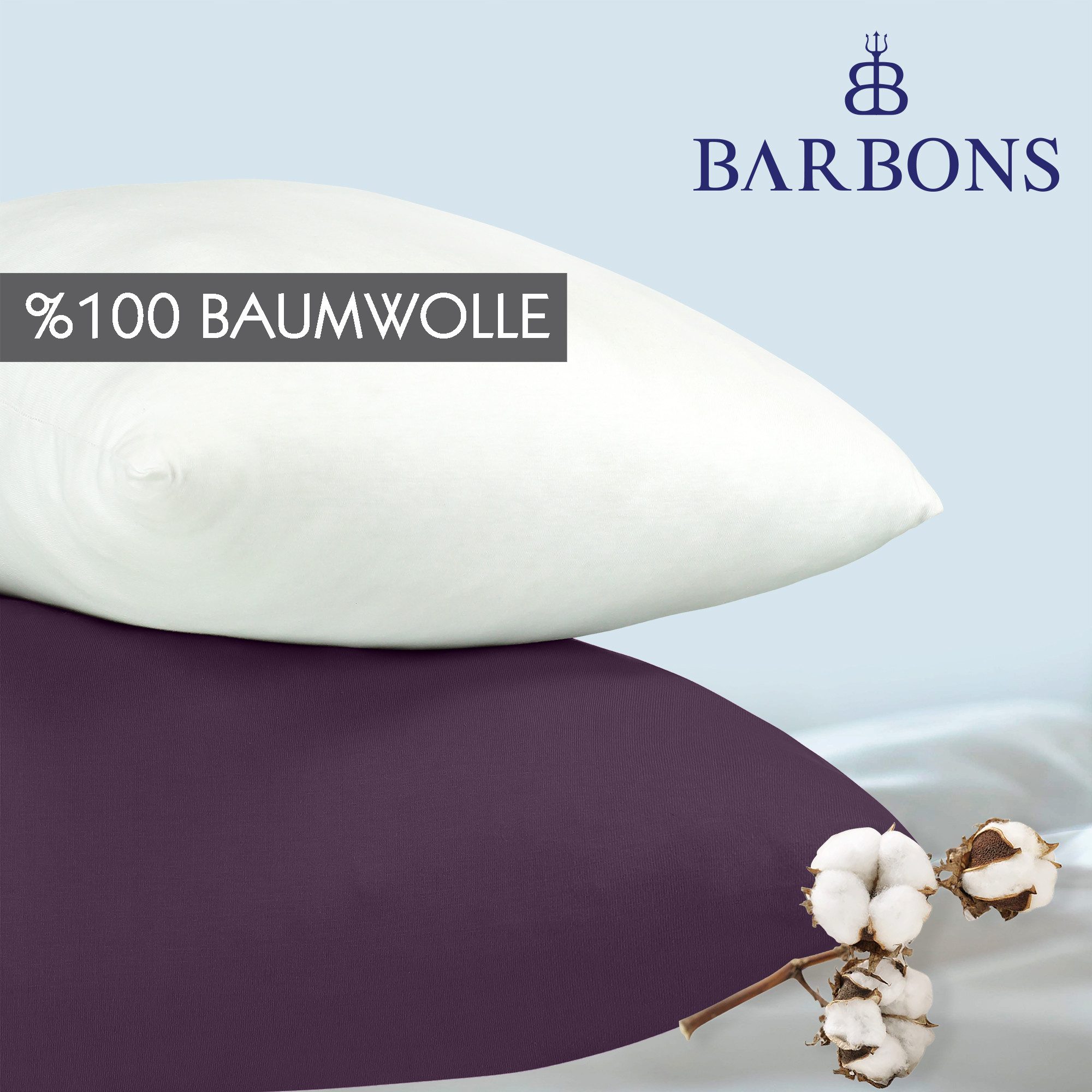BARBONS Kissenbezug 100% Baumwolle Kissenbezug, weiche Kopfkissenbezug, Kissenhülle, (2 Stück), 165 g/m², Jersey