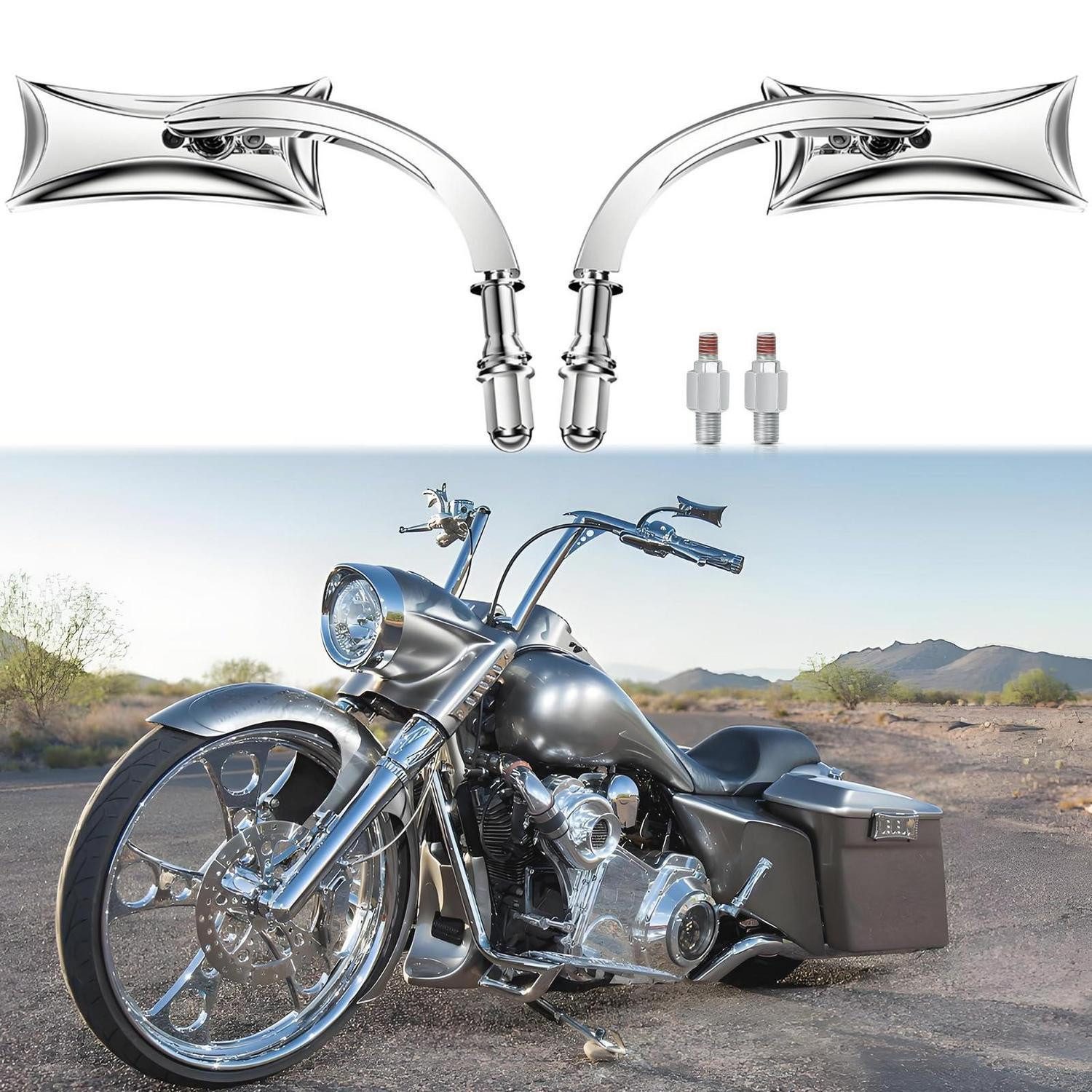 LuxusKollektion Motorradspiegel Motorradspiegel M10 Rückspiegel unregelmäßige Form Chrom (1-St)