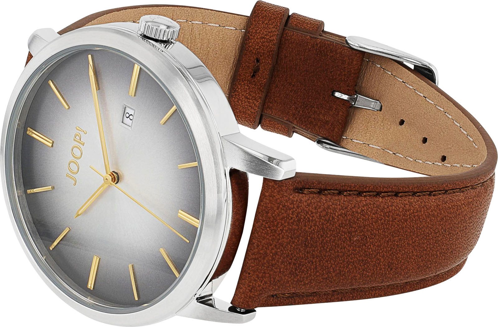 JOOP! Quarzuhr 2039577, Armbanduhr, Herrenuhr, Lederarmband, Datum, Edelstahlboden verschraubt