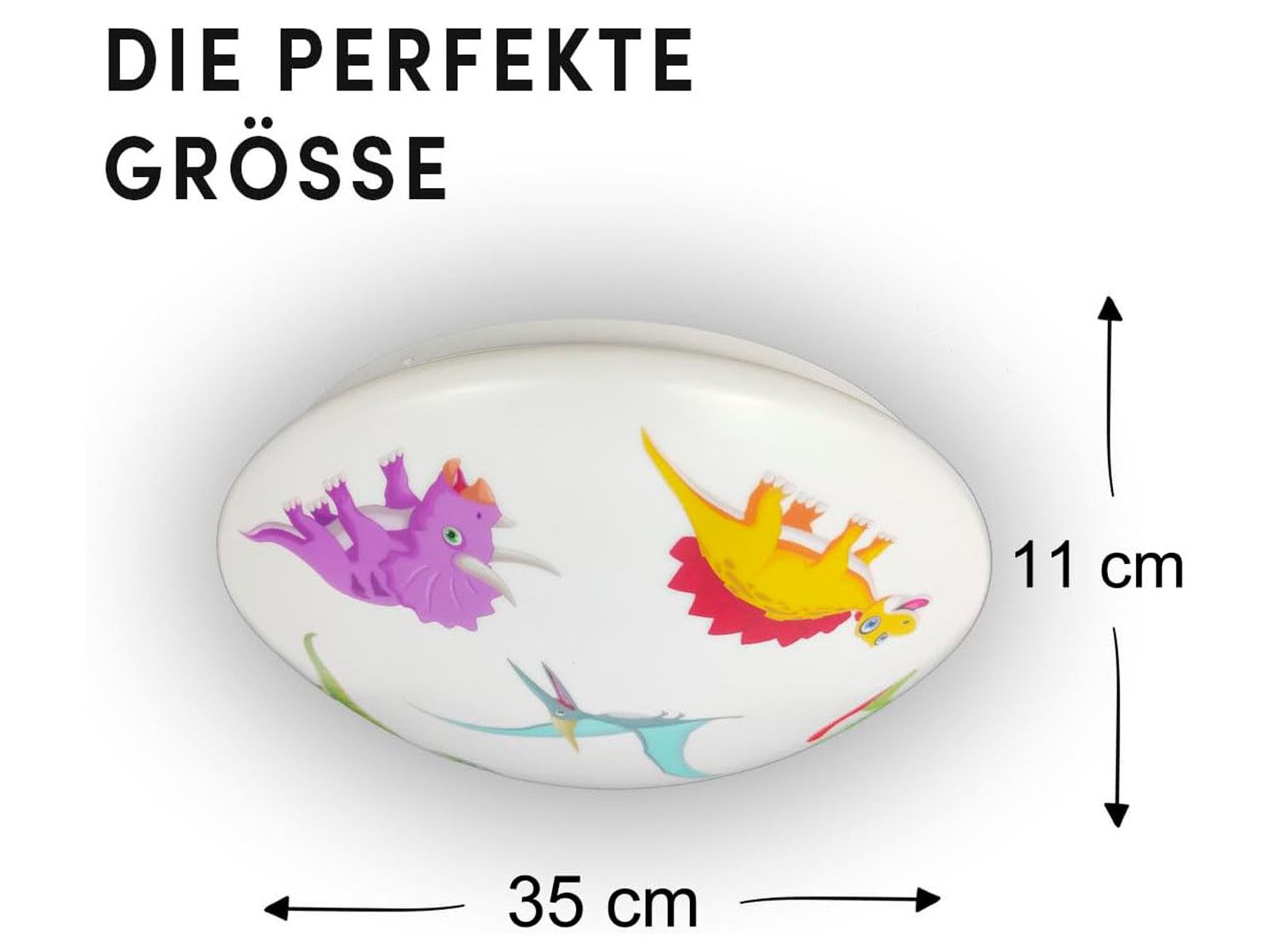 niermann LED Deckenleuchte, Dimmfunktion, Über Schalter in 3 Stufen dimmbar, LED wechselbar, Warmweiß, Coole Dino Kinder-Lampe flach für die Decke im Jugendzimmer Ø 35cm