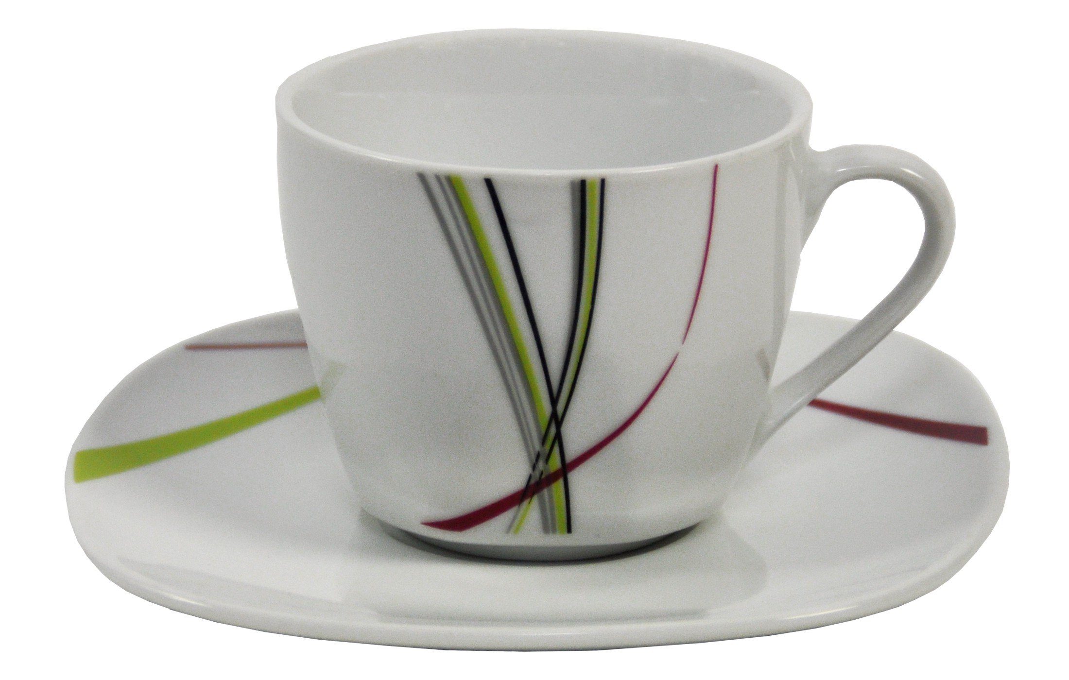 van Well Tasse Kaffeetasse 20cl mit Untertasse 14,5cm Fashion, Porzellan