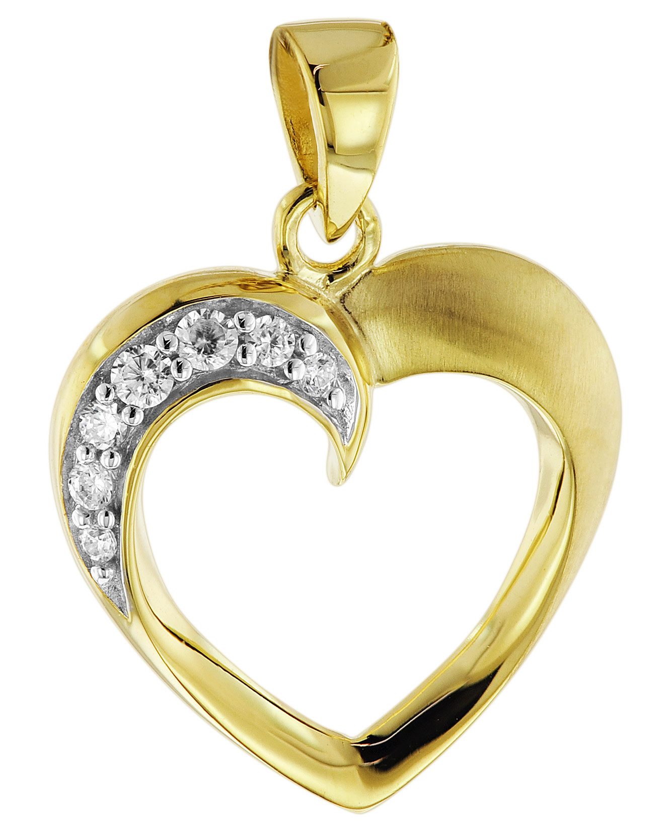 trendor Kette mit Anhänger Herz mit Zirkonia Gold 585 Anhänger mit goldplat günstig online kaufen