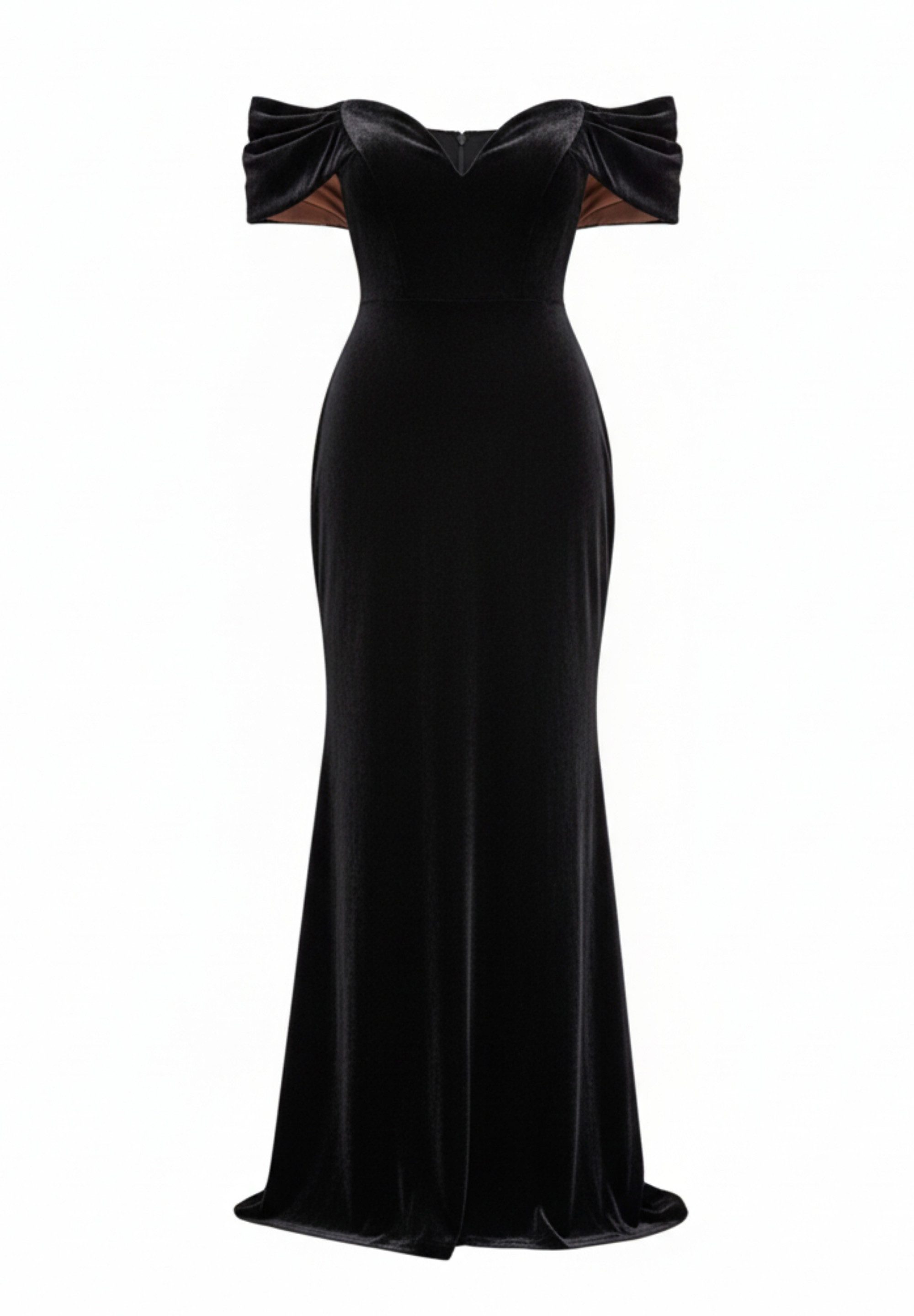 Goddiva Maxikleid Off The Shoulder Deep Plunge Velvet Maxi Dress Langes Kle günstig online kaufen