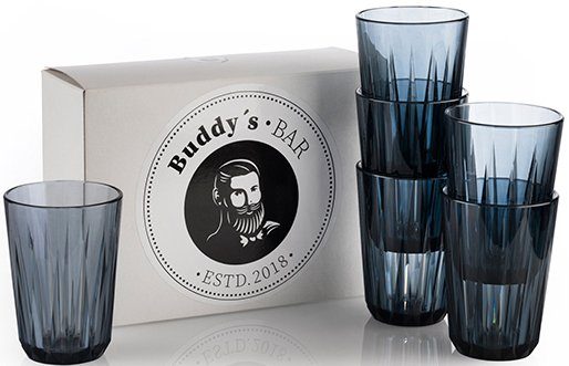 Buddy's Becher Buddy´s Bar, Kunststoff, 6er Set, Tritan Kunststoff, Kristallglas-Optik, wiederverwendbar