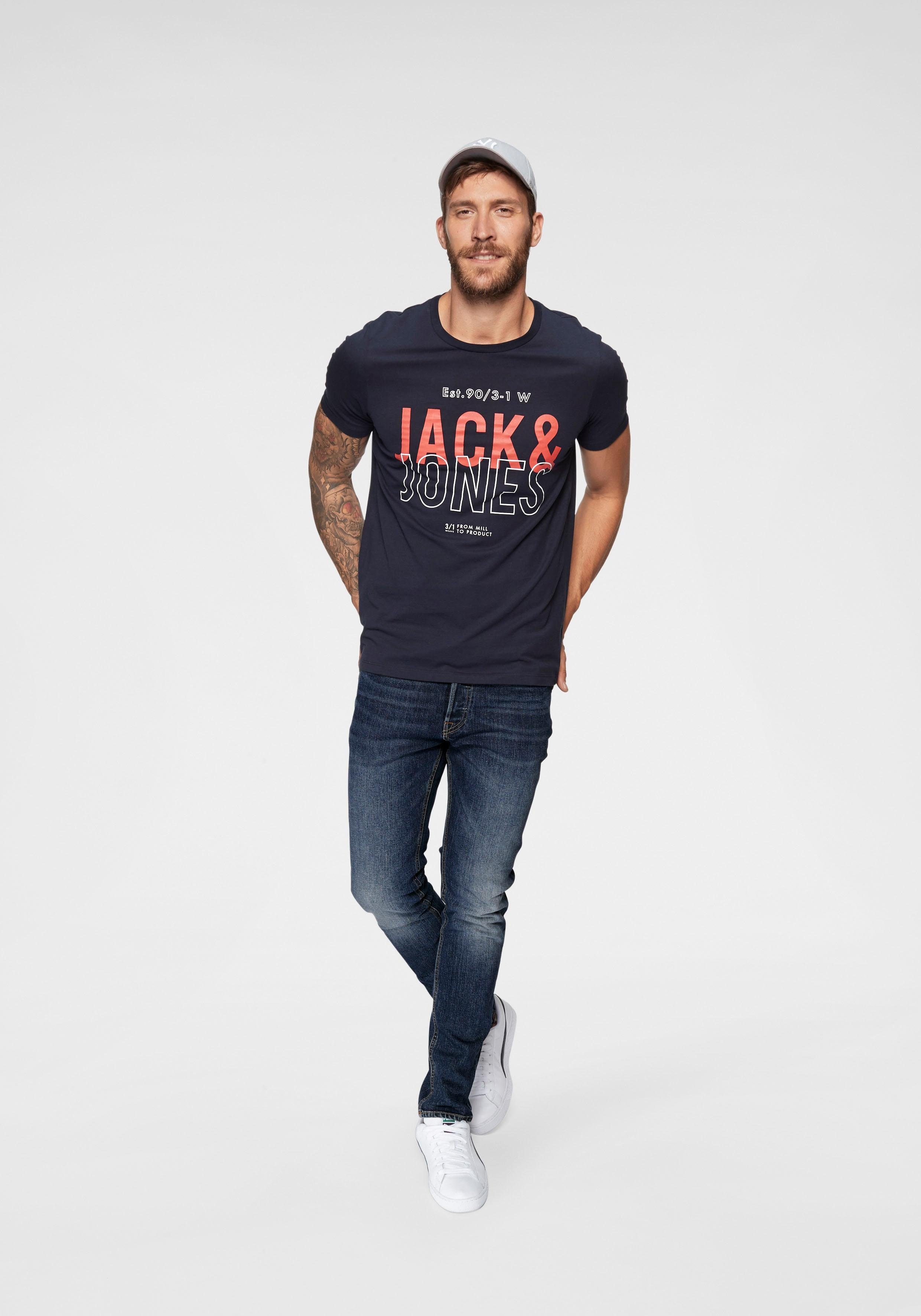 Jack & Jones T-Shirt JCOKOMPO Kurzarm-Design mit Print und optimaler Passform Print, modisch, regular fit, Baumwolle, Rundhals – Bild 5 von 5