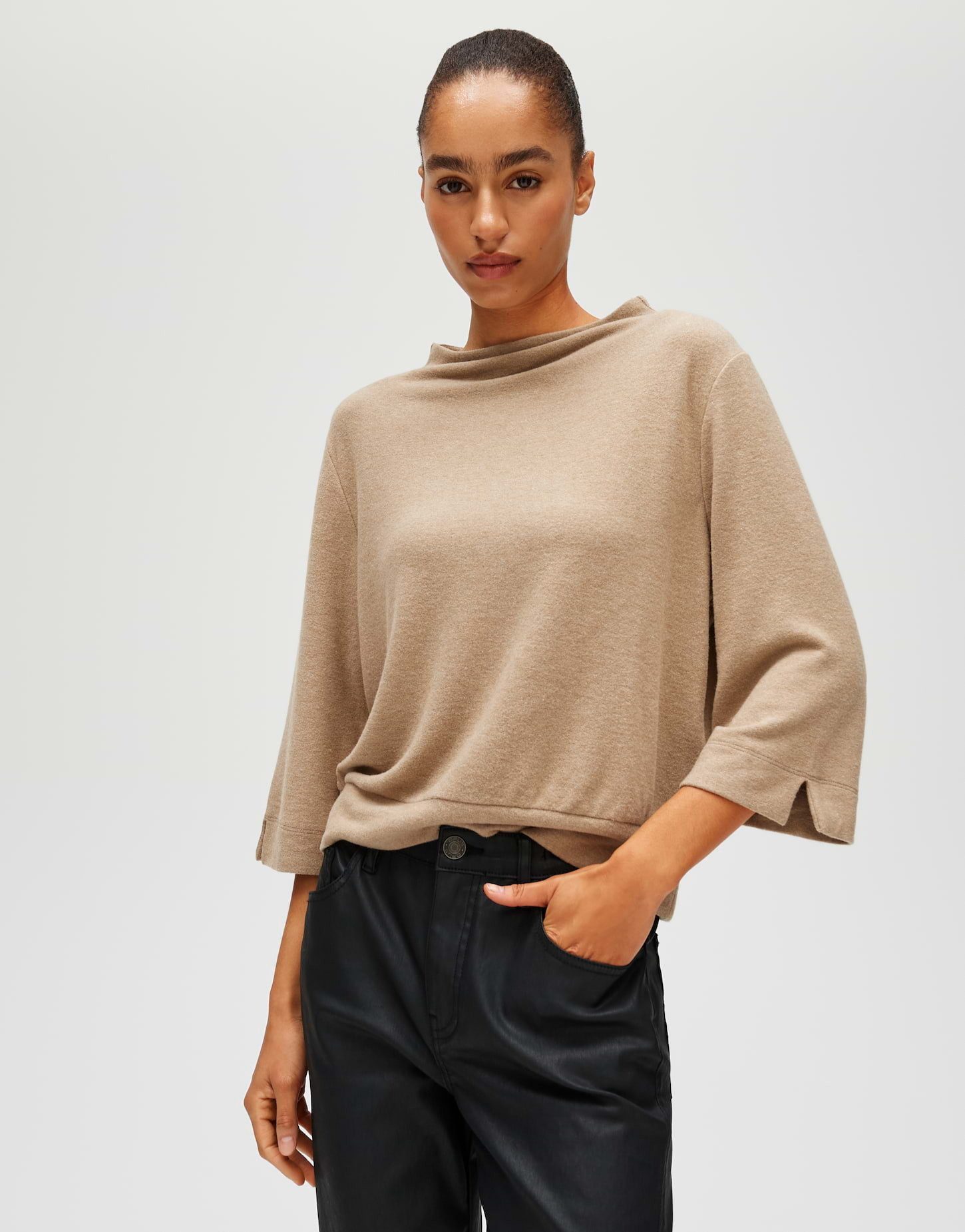 OPUS 3/4-Arm-Shirt Sosino aus weichem Jersey Gerader Schnitt mit 3/4-Ärmeln und softem Griff