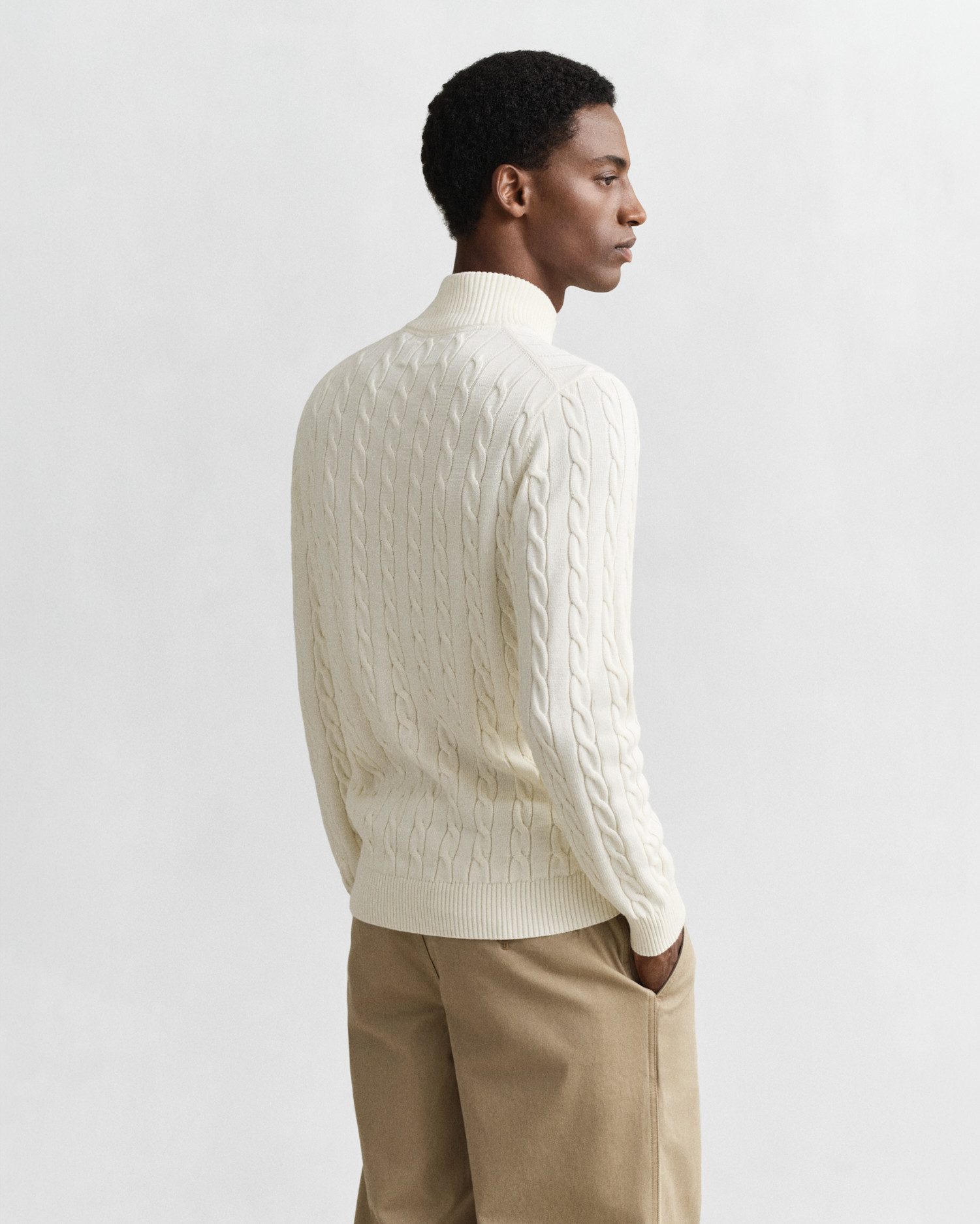 Gant Strickpullover COTTON CABLE HALF ZIP Mit Rundhalsausschnitt