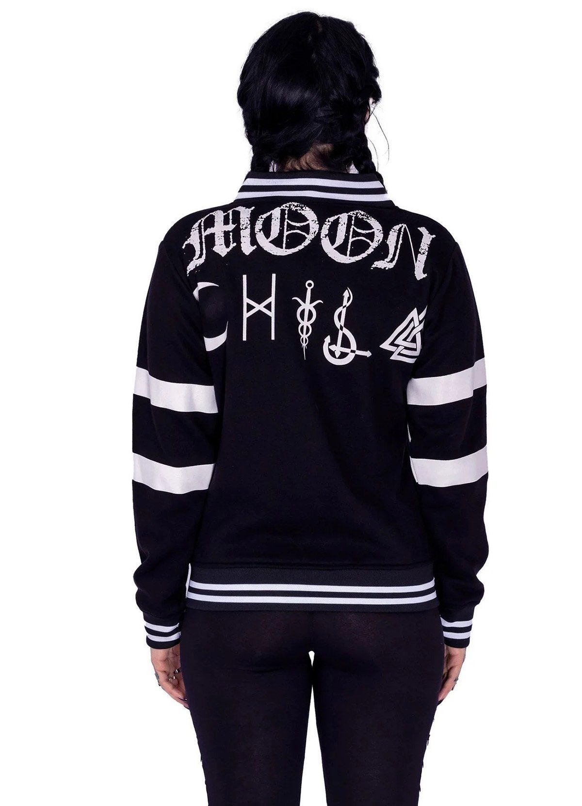 Heartless Collegejacke Moon Kitty Gothic Okkult Symbole Katze Moon Child