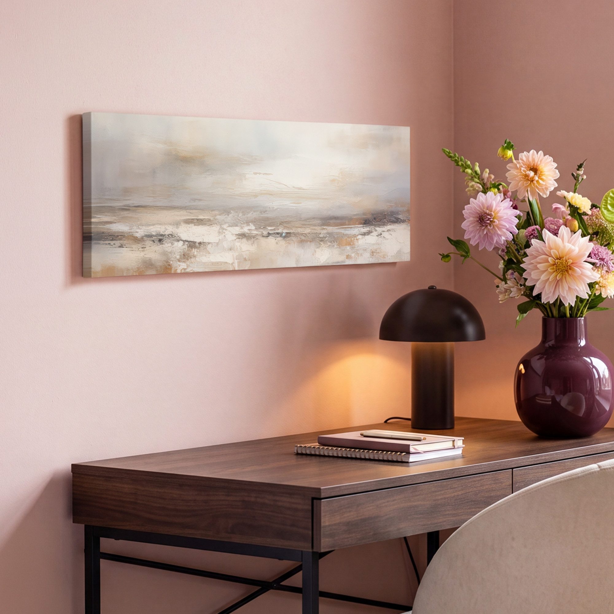 OneMillionCanvasses® Leinwandbild Panorama Kunst - Industriell - Grau - Braun - Abstrakt, Fotodruck (1 St), Schlafzimmer Deko Aesthetic, Bilder über Bett, 60x20 – Bild 4 von 5