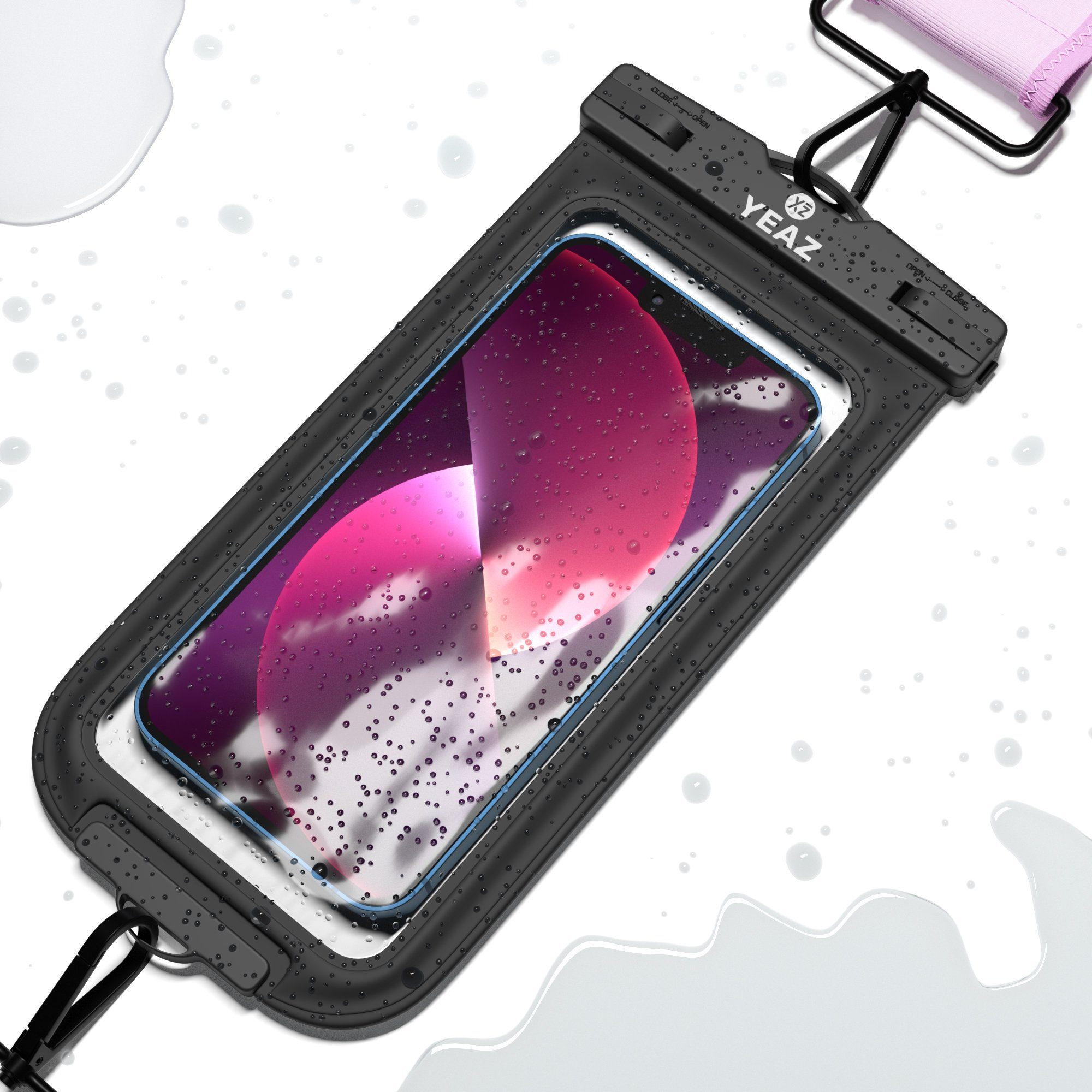 YEAZ Case zum Umhängen OCEAN SHOT Neopren-Gurt mit Handytasche, Neopren-Gurt mit Handytasche