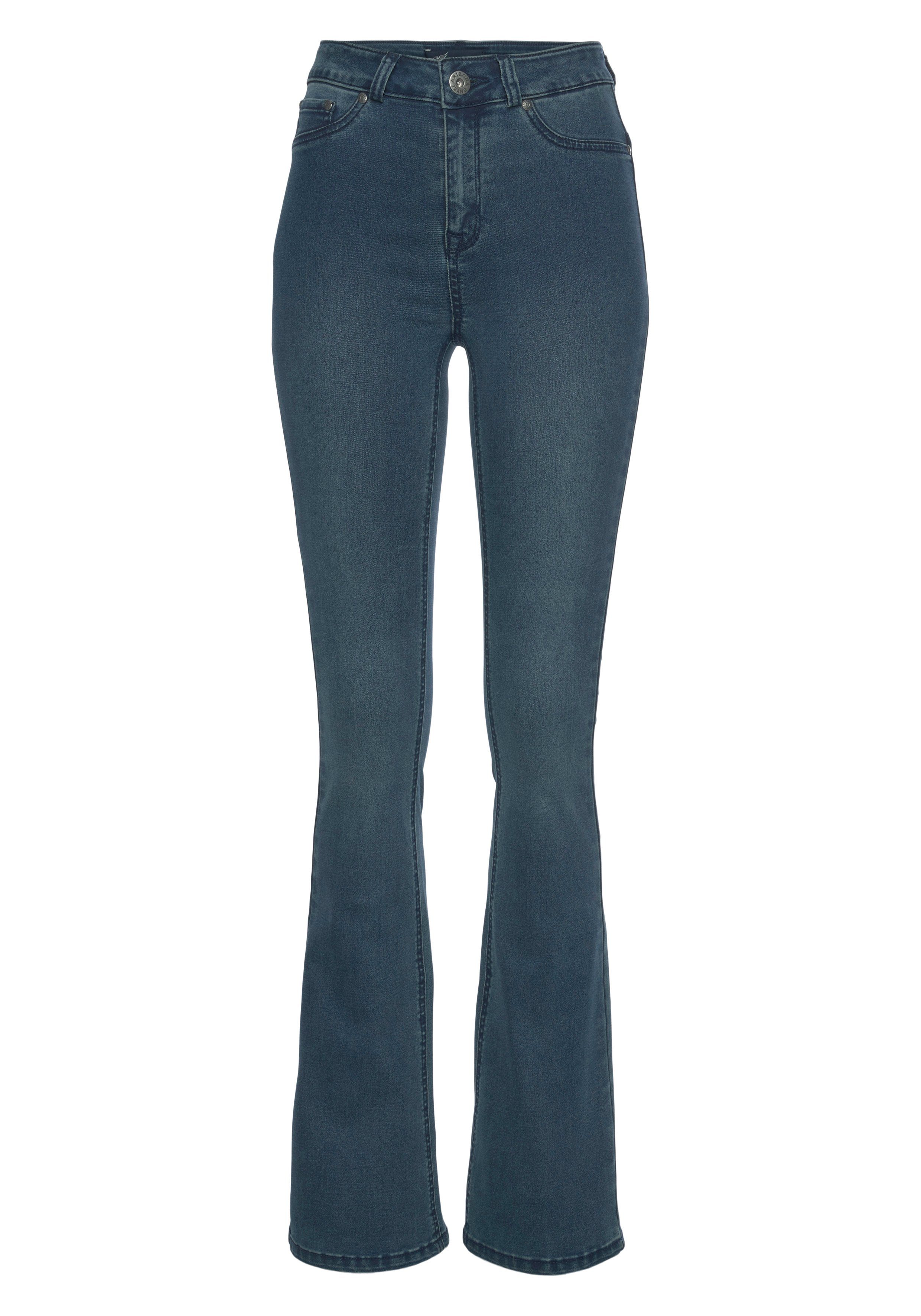 Arizona Bootcut-Jeans Ultra Stretch ausgestellte Beinform, Used-Waschung, hohe Leibhöhe – Bild 5 von 5