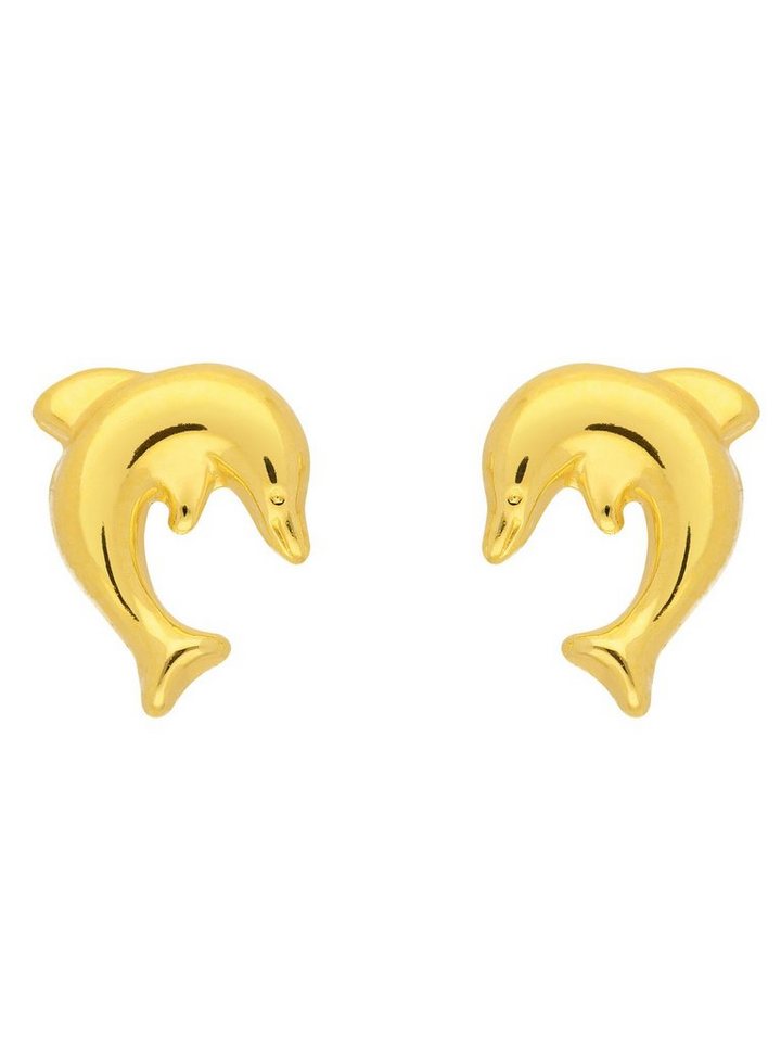 Adelia´s Paar Ohrhänger 333 Gold Ohrringe Ohrstecker Delphin, Goldschmuck  für Damen, Mit Liebe gefertigt aus: 8 Karat ( 333 ) Gelbgold