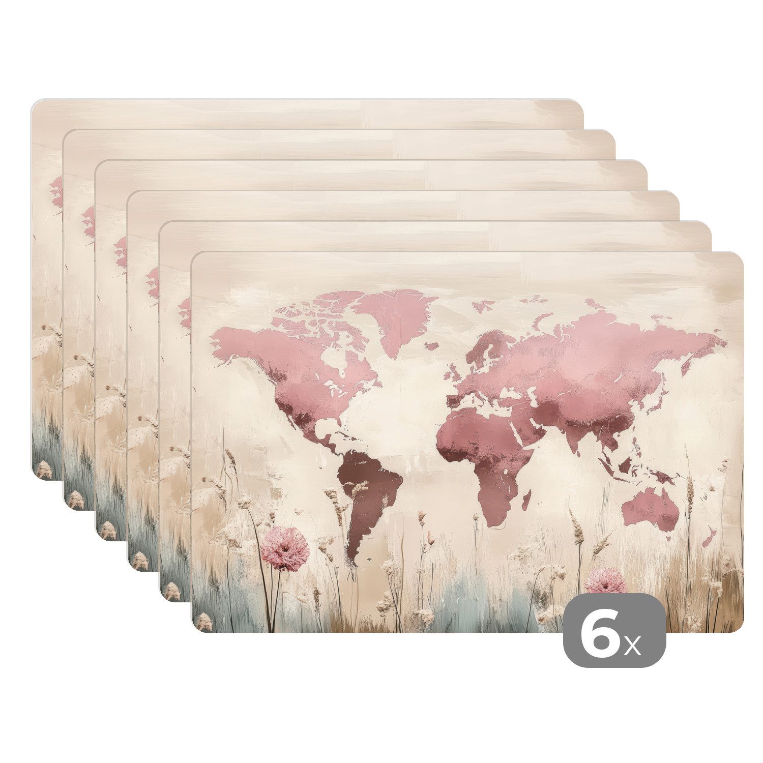 MuchoWow Platzset Weltkarte - Rosa - günstig online kaufen