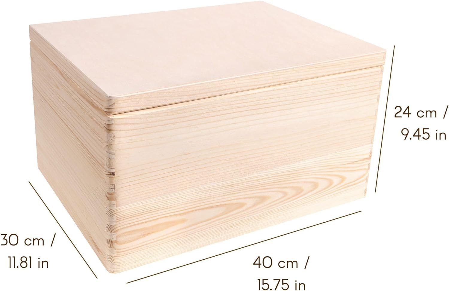 Creative Deco Holzkiste Große Holzkiste mit Deckel 40x30x24 cm (1cm), Holzbox mit Deckel Kasten