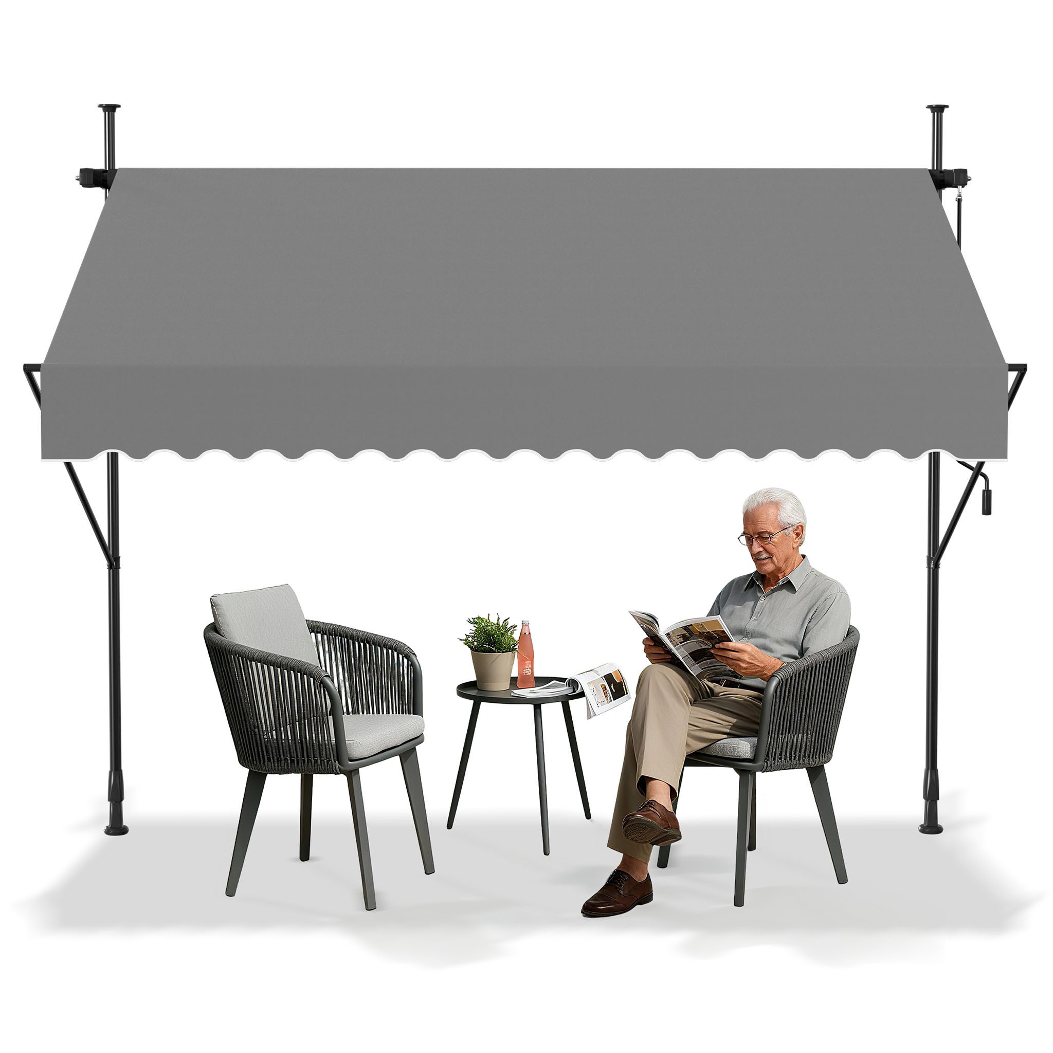 FIVMEN Klemmmarkise Balkonmarkise mit Handkurbel Balkon ohne Bohren Markise günstig online kaufen