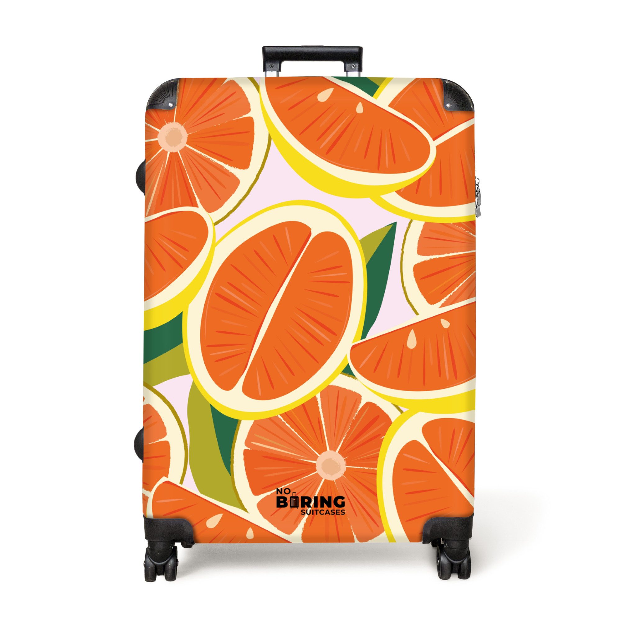 NoBoringSuitcases.com© Hartschalen-Trolley Rosa mit Orangen 77 günstig online kaufen
