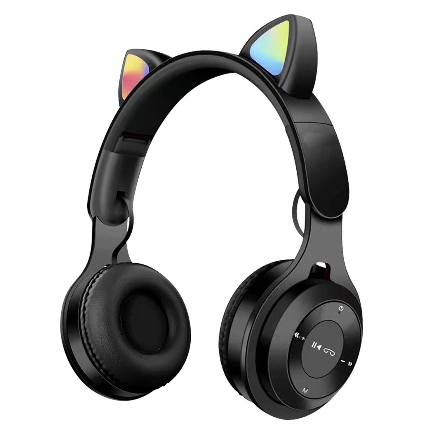 Bluetooth Kopfhörer Kinder, LED Katzenohren Kinder-Kopfhörer