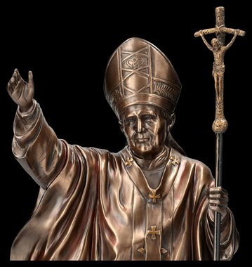 Figuren Shop GmbH Dekofigur Heiligenfigur - Papst Johannes Paul II bronziert - christliche Dekofig