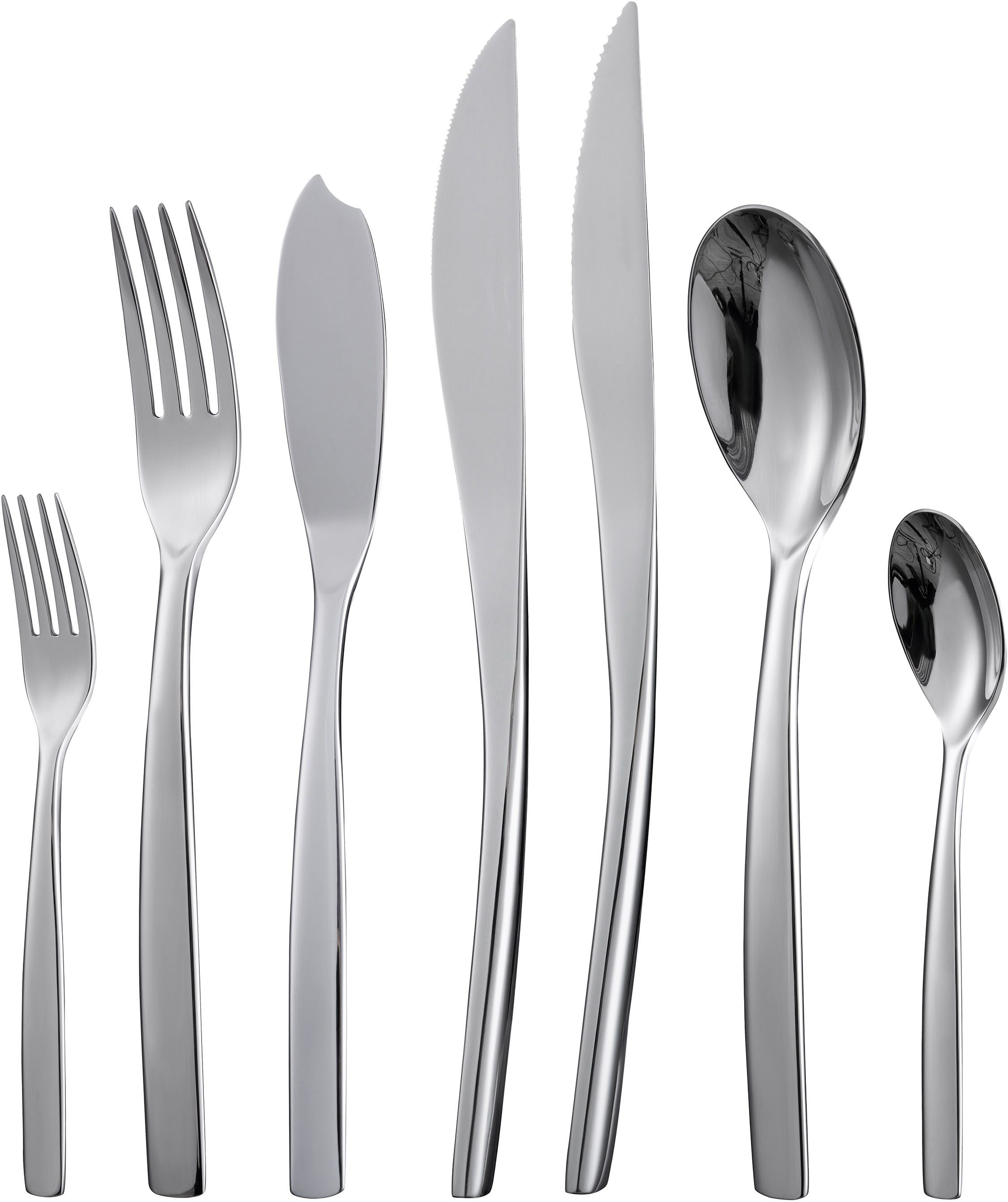 Hanseatic Besteck-Set EXCLUSIVE (42-tlg), 6 Personen, Edelstahl 18/10, stehendes Design von Ess- und Steakmessern