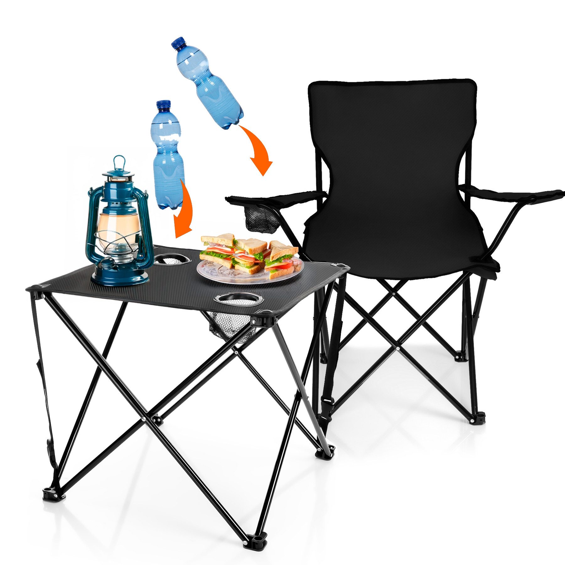BigDean Campingstuhl 2 Stück Faltstuhl & Campingtisch praktisch & ideal für unterwegs (Set, 3 St), Ideal für Festival, Open-Air, Angeln, Camping – Bild 4 von 5