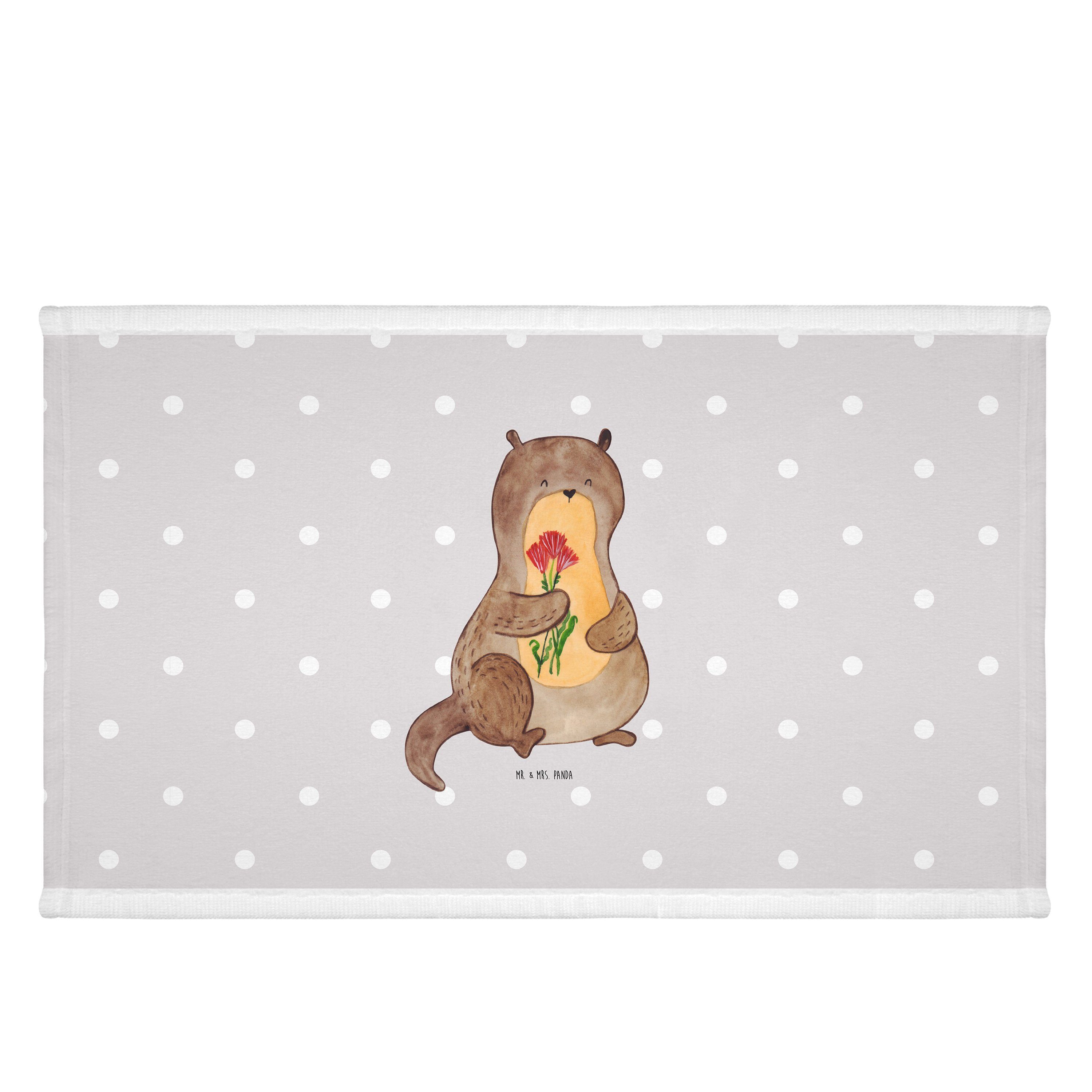 Handtuch, Mrs. Mr. Pastell - Otter Otter Panda Grau (1-St) & - Handtuch S, groß, Geschenk, Blumenstrauß