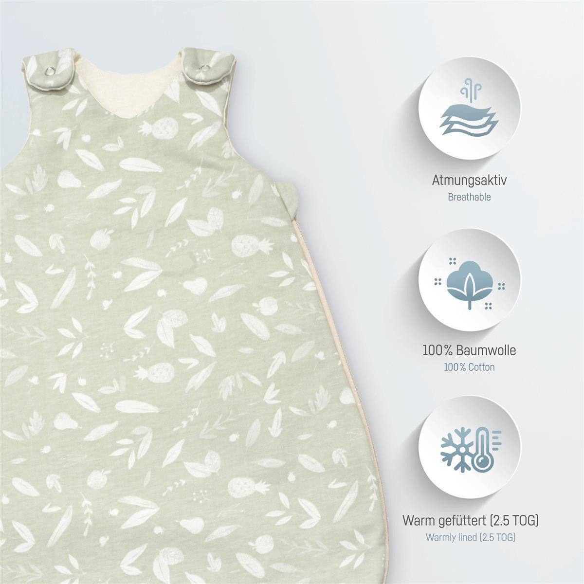 Julius Zöllner Babyschlafsack Tropic Babyschlafsack Sky 68x74 (Packung, 1 tlg), Babyschlafsack Sky 68x74