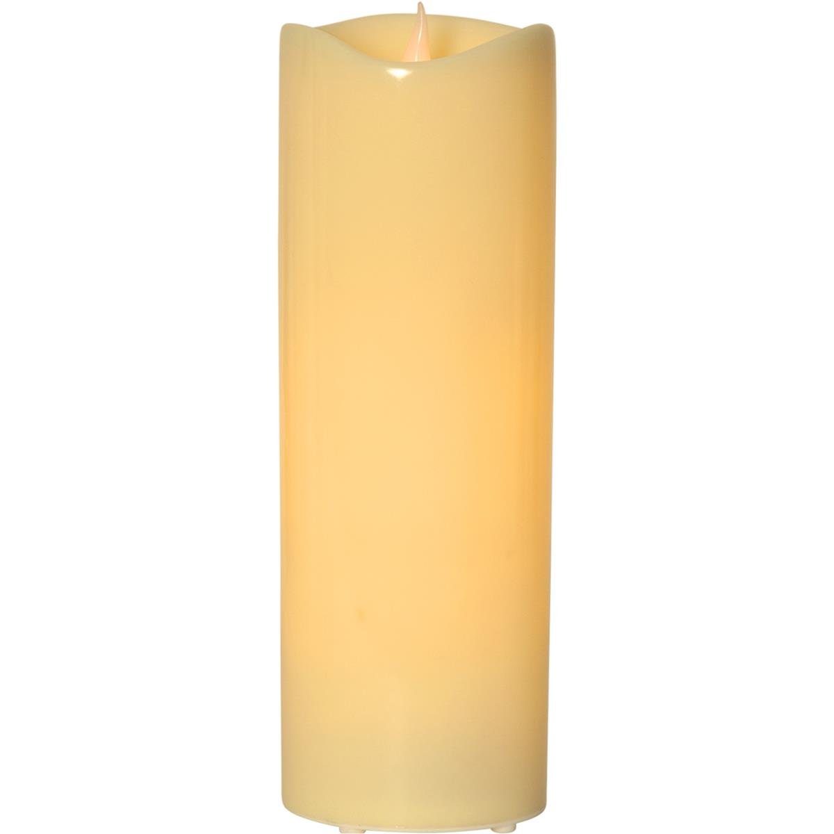 STAR TRADING LED-Kerze Stumpenkerze GRANDE XL Kunststoff flackernd H: 38cm für Außen creme