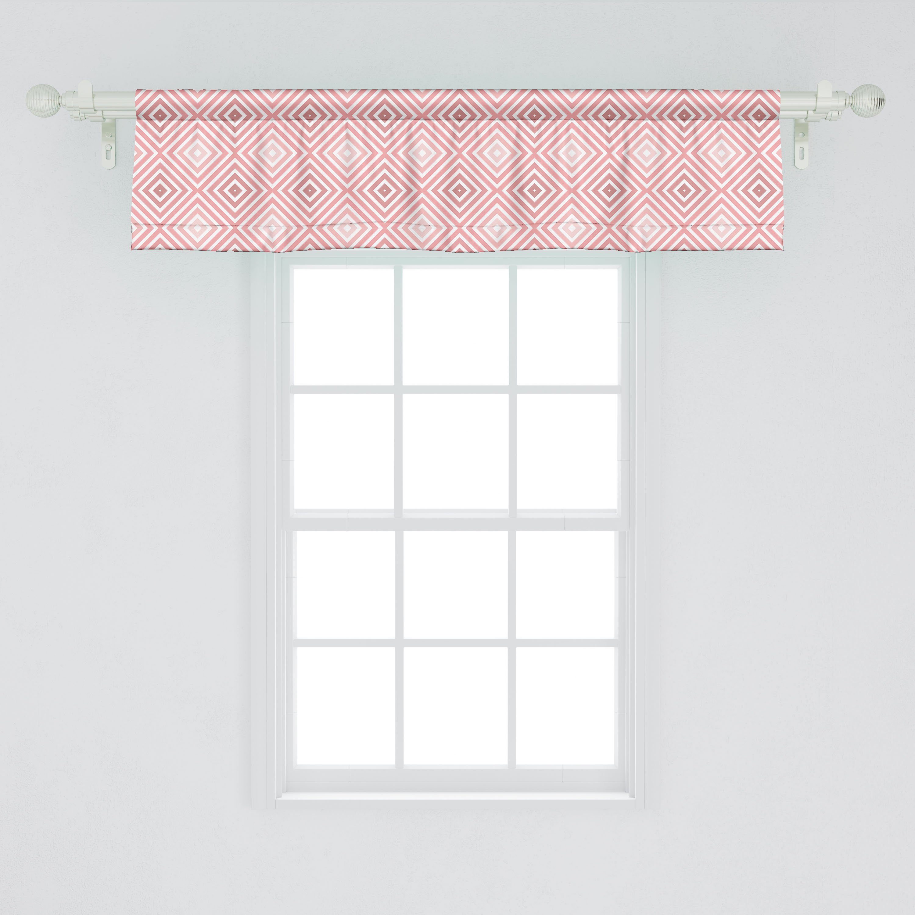 Schlafzimmer Volant Stripes Vorhang mit Scheibengardine Microfaser, Rhombus Dekor Stangentasche, Abakuhaus, Küche Geometrisch für Linie