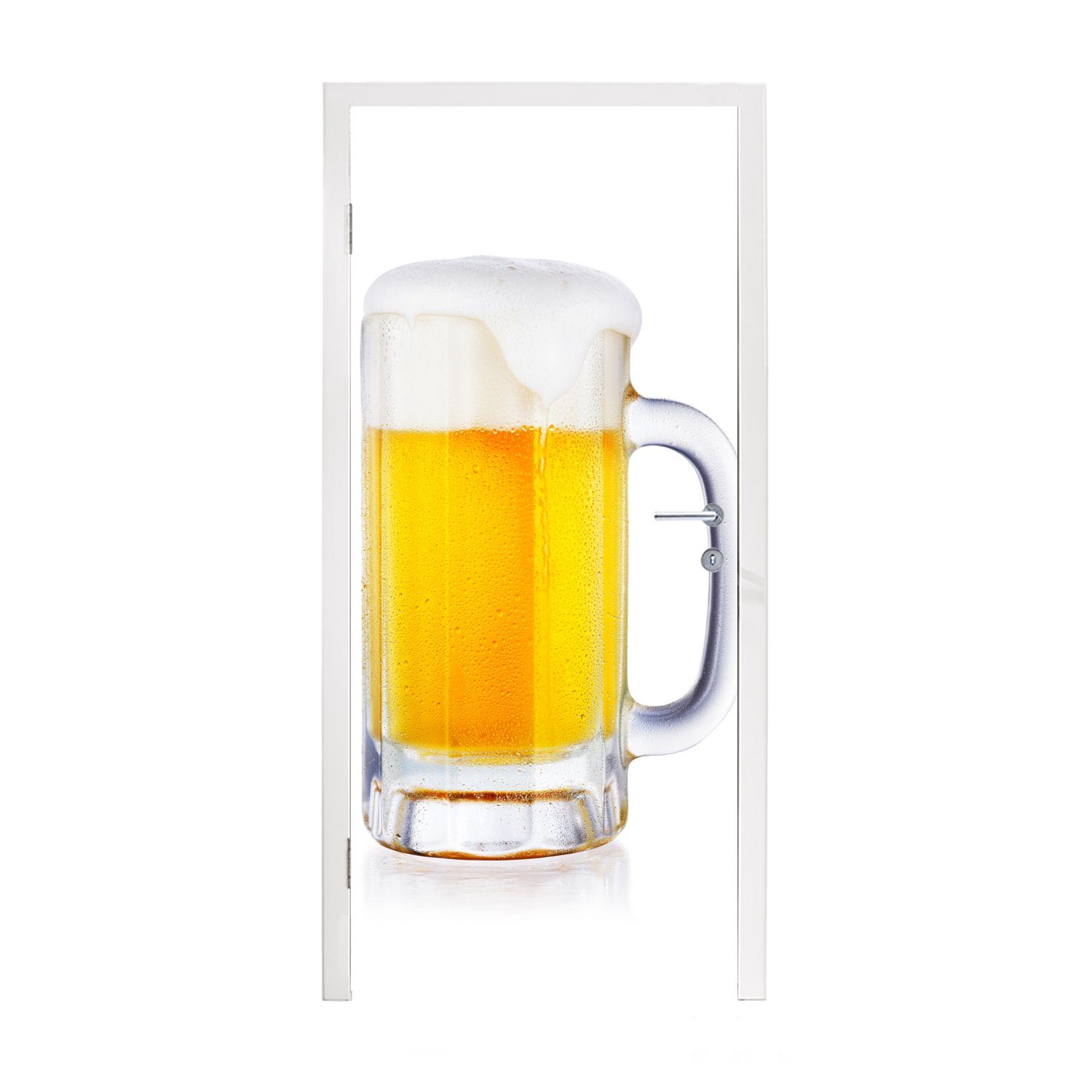MuchoWow Türtapete Krug mit Bier auf weißem Hintergrund, Matt, bedruckt, (1 St), Fototapete für Tür, Türaufkleber, 75x205 cm | Türtapeten