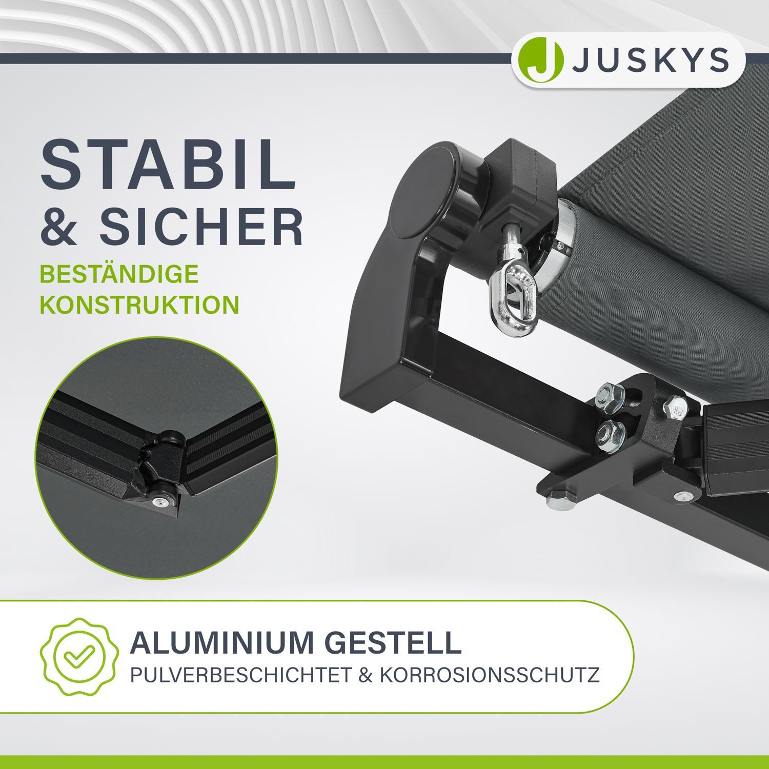 Juskys Gelenkarmmarkise UV40+ & wasserabweisend, einstellbarer Neigungswinkel