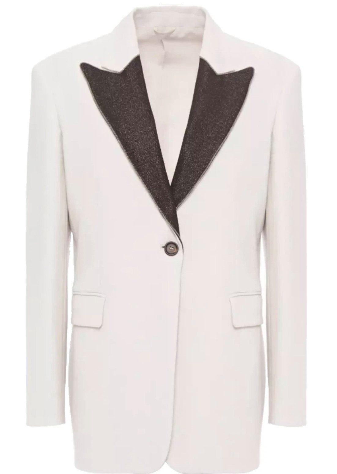 BRUNELLO CUCINELLI Jackenblazer Damen Blazer Sakko Jacke mit Glitzer-Revers und Perlenbesatz Eine stilvolle Investition für anspruchsvolle Frauen