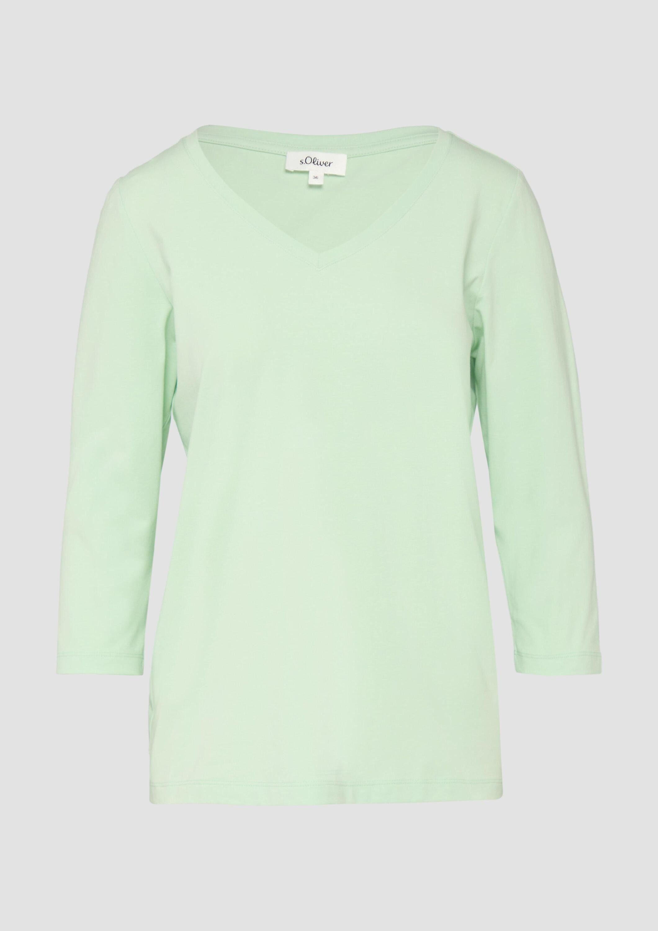 s.Oliver 3/4-Arm-Shirt T-Shirt Jerseyshirt mit V-Ausschnitt und 3/4-Ärmeln