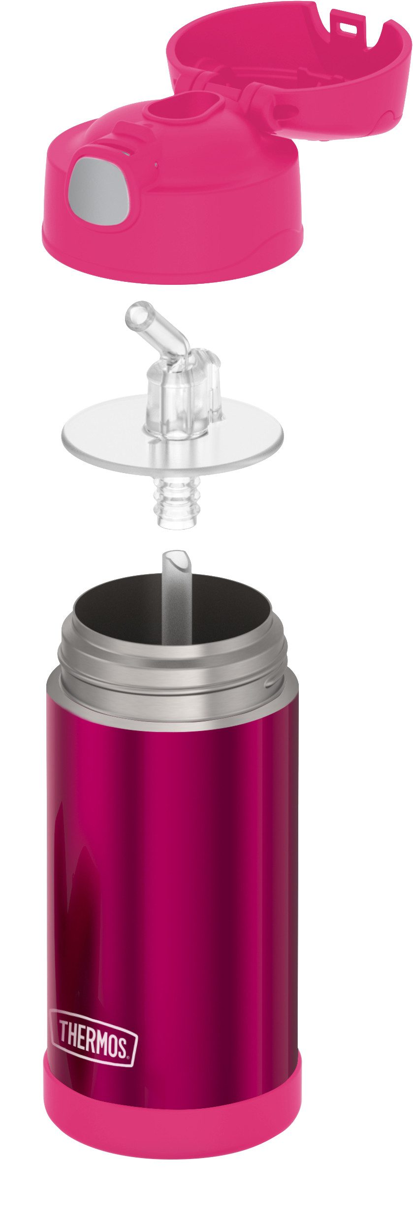 THERMOS Isolierflasche FUNTAINER STRAW BOTTLE, doppelwandiger Edelstahl, spülmaschinenfest, 0,35l, mit Silikonstrohalm, absolut dicht