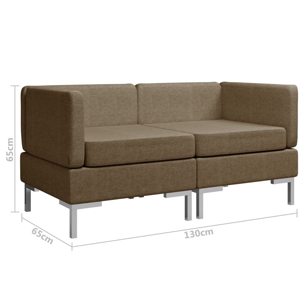 Braun Modular-Ecksofas Stk. 2 mit Stoff vidaXL Auflagen Sofa