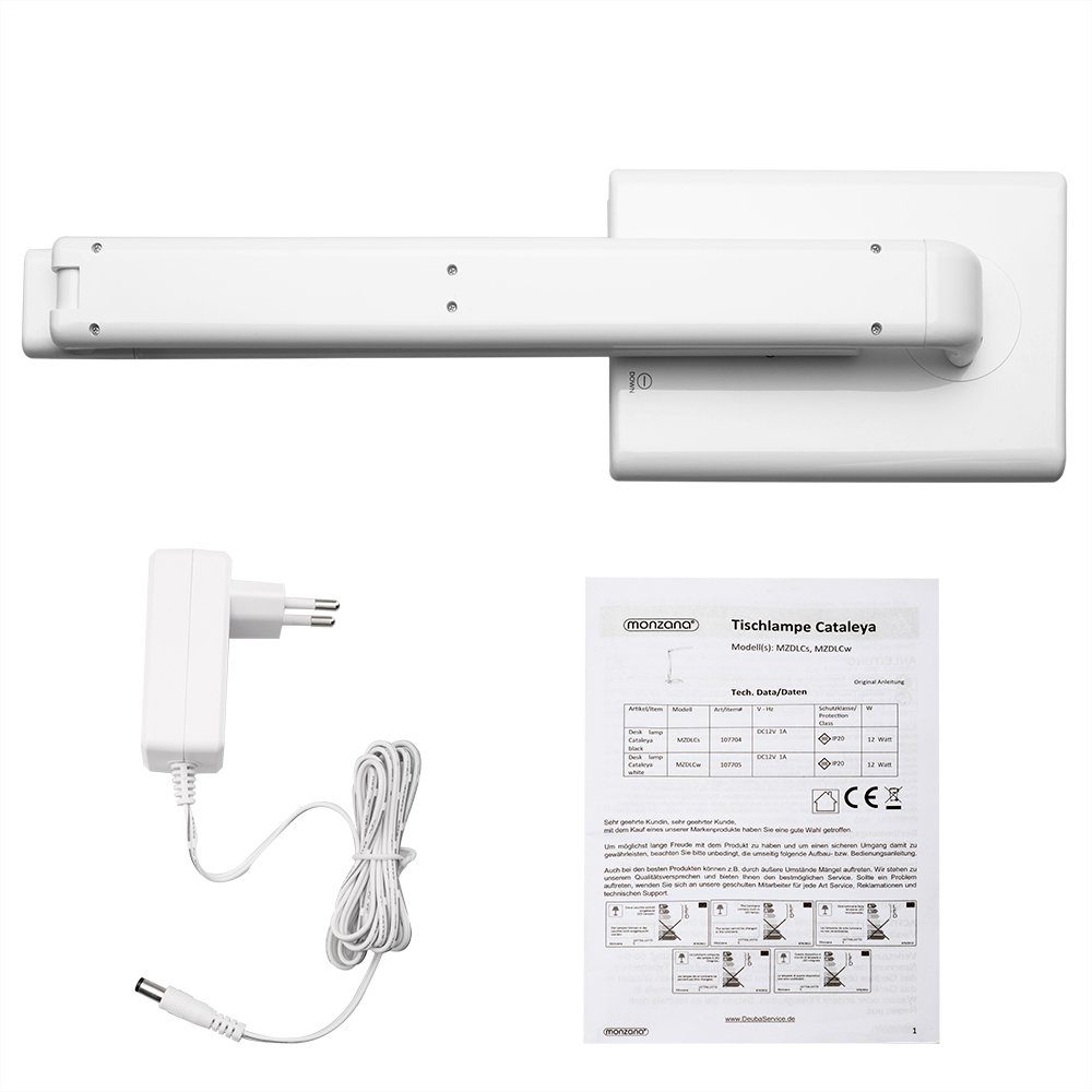 monzana Tischleuchte Cataleya, Weiß, und LED 3 Helligkeitsstufen tageslichtweiß, 5 bis LED, USB Farb- Schreibtischlampe warmweiß Weiß