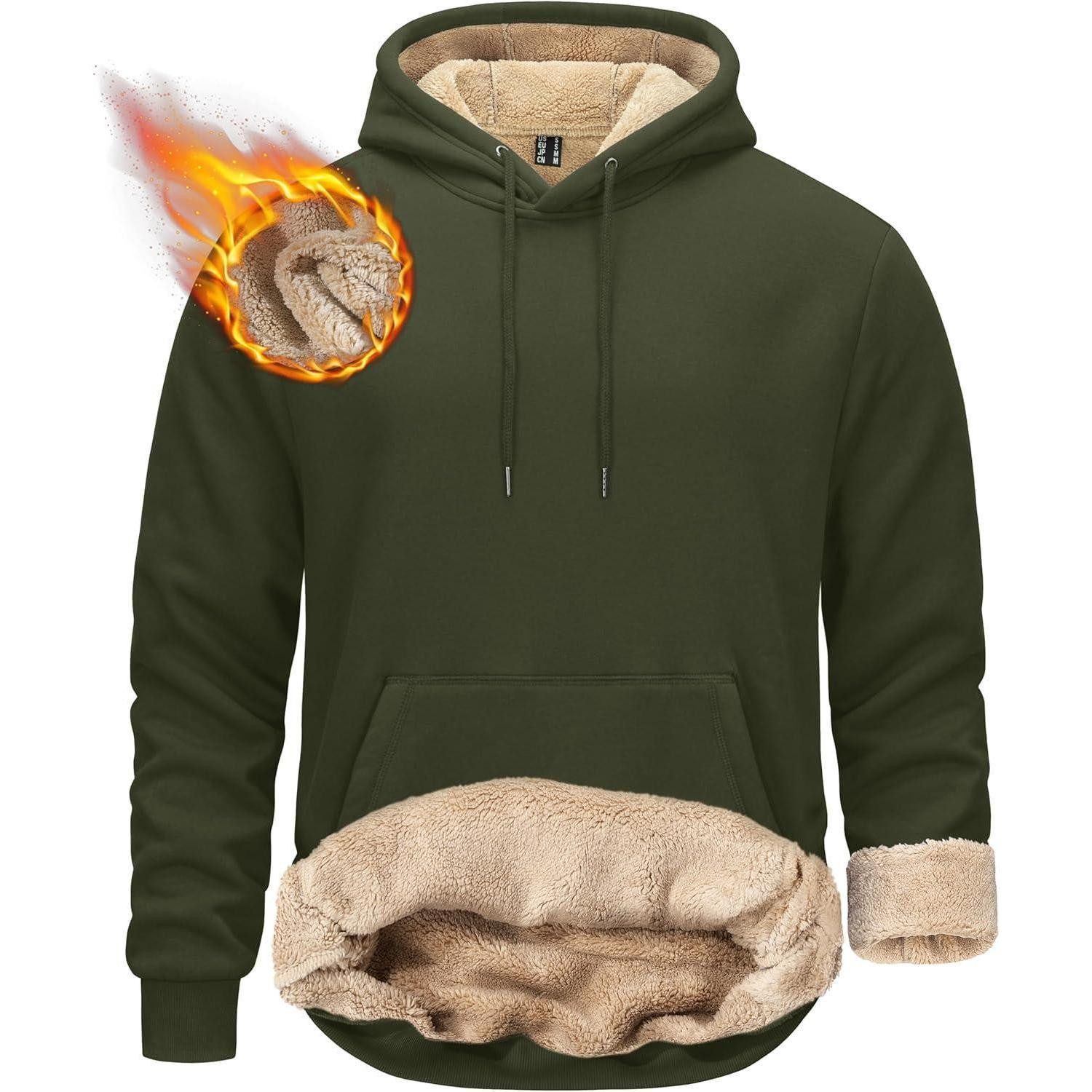 LuxusKollektion Kapuzensweatshirt Herren Kapuzenpullover Sherpa gefüttert Winddicht warm Sweatshirt S