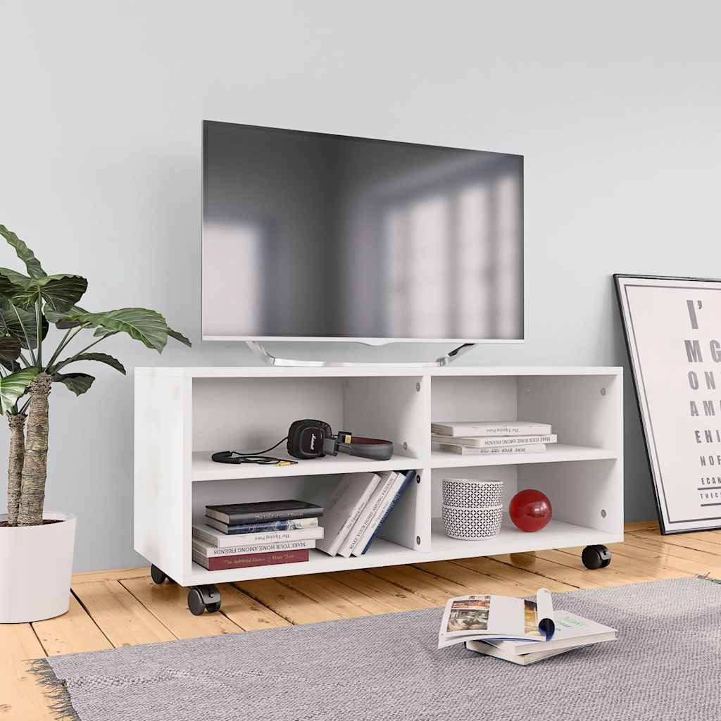 vidaXL TV-Board vidaXL TV-Schrank mit Rollen Weiß 90x35x35 cm Holzwerkstoff