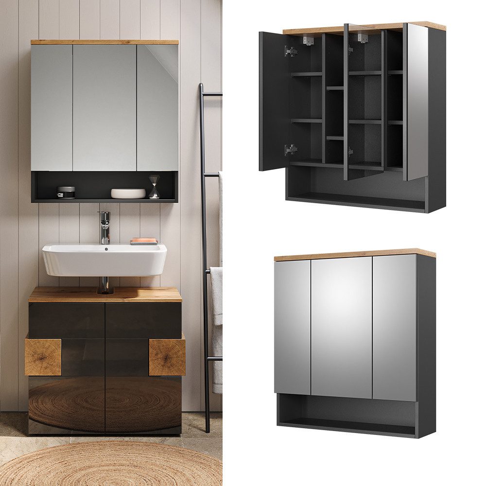 Vicco Badezimmerspiegelschrank Eden, Anthrazit/Artisan-Eiche, 70 x günstig online kaufen