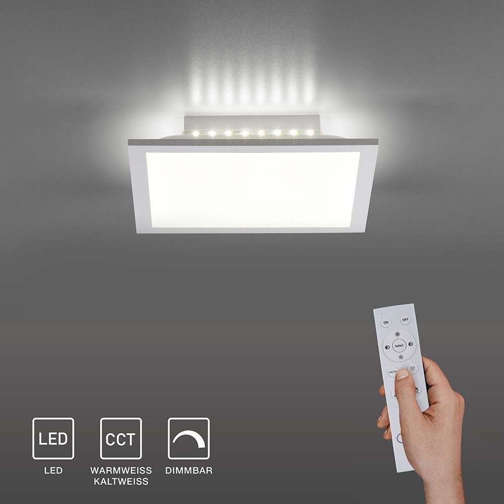 bis Dimmfunktion, CCT-Farbtemperaturregelung, CCT Kaltweiß, Backlight, SellTec Warmweiß per Deckenleuchte Farbwechsel dimmbar Deckenlampe 1xLED-Board/14W, LED Fernbedienung LED Panel