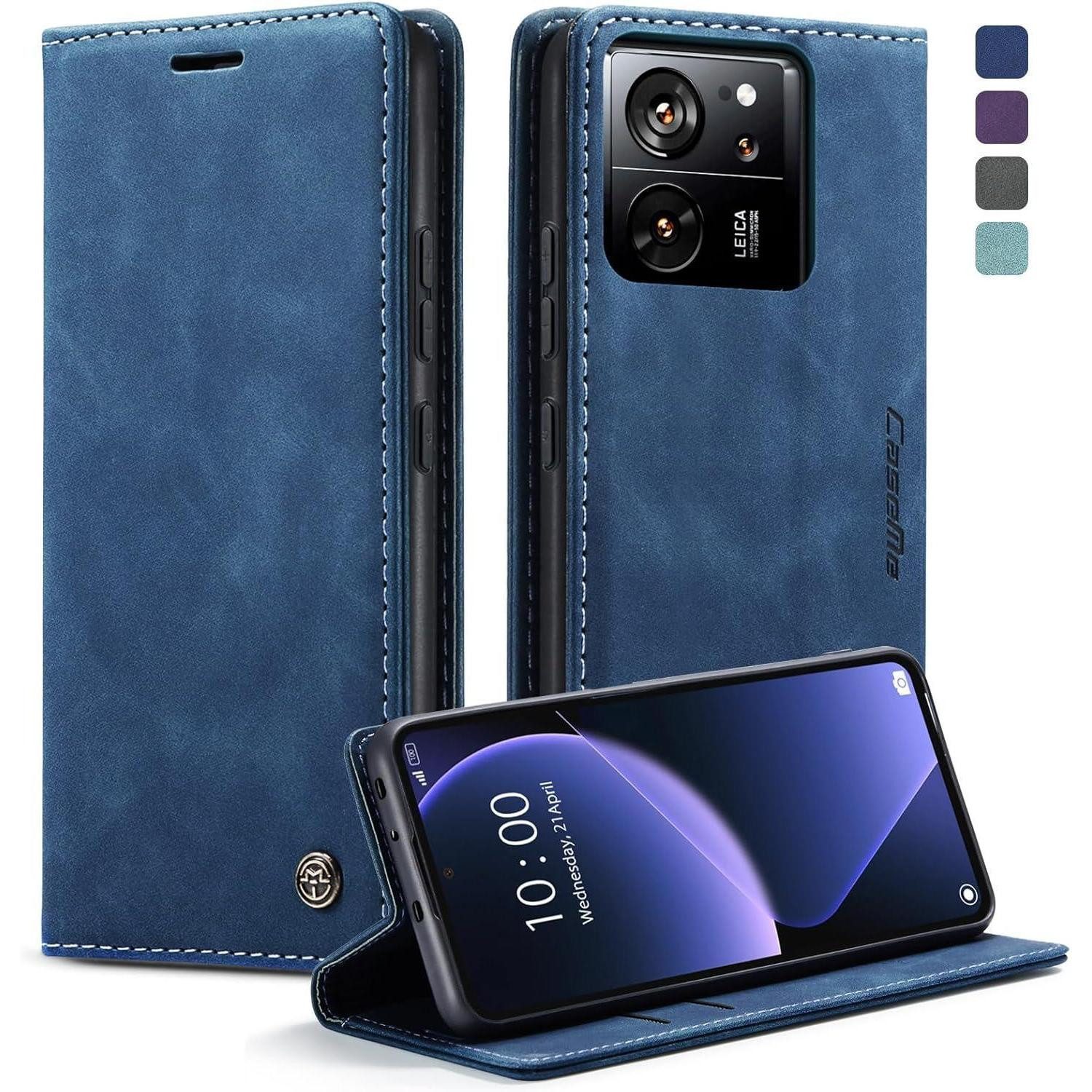 LuxusKollektion Flip Case Handyhülle Xiaomi 13T 13T Pro Klapphülle Blau in Lederoptik