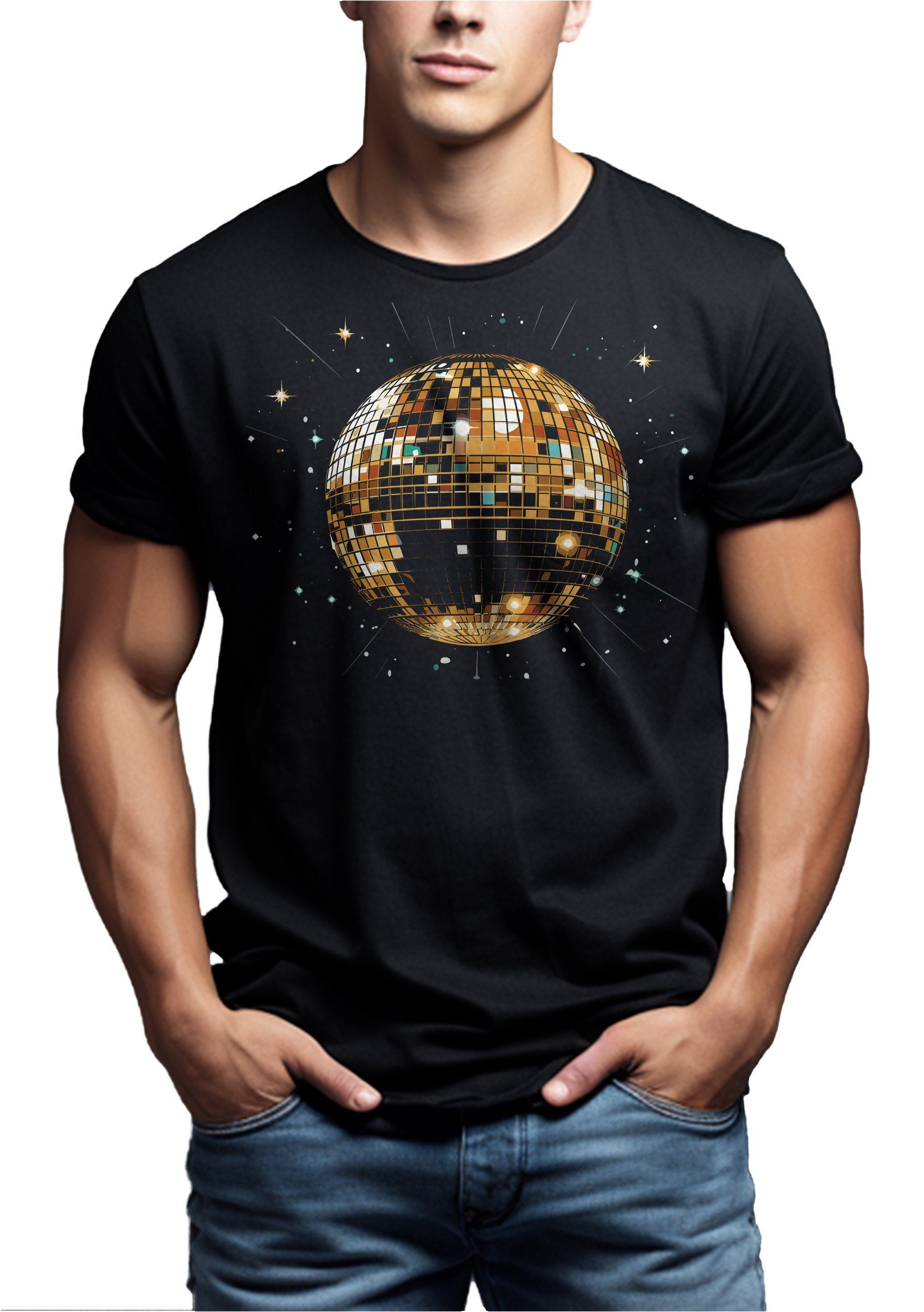 MAKAYA T-Shirt Herren Disco Motiv 60er günstig online kaufen