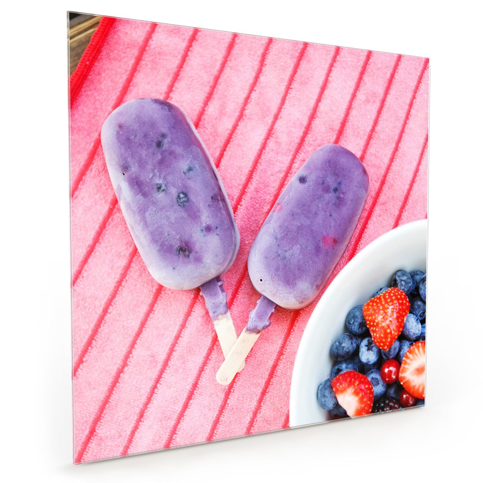 Primedeco mit Küchenrückwand Glas Spritzschutz Früchte Eis Motiv Küchenrückwand und am Stiel